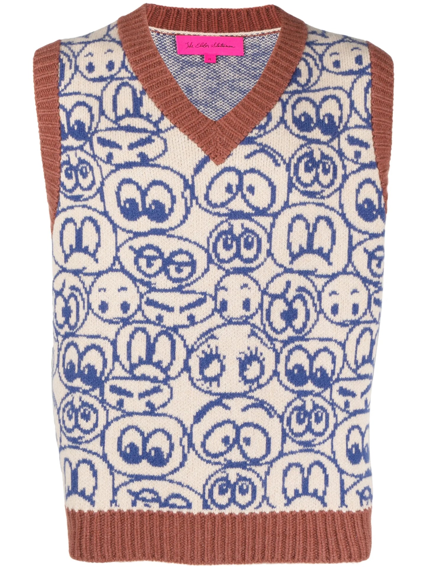 graphic-print V-neck vest