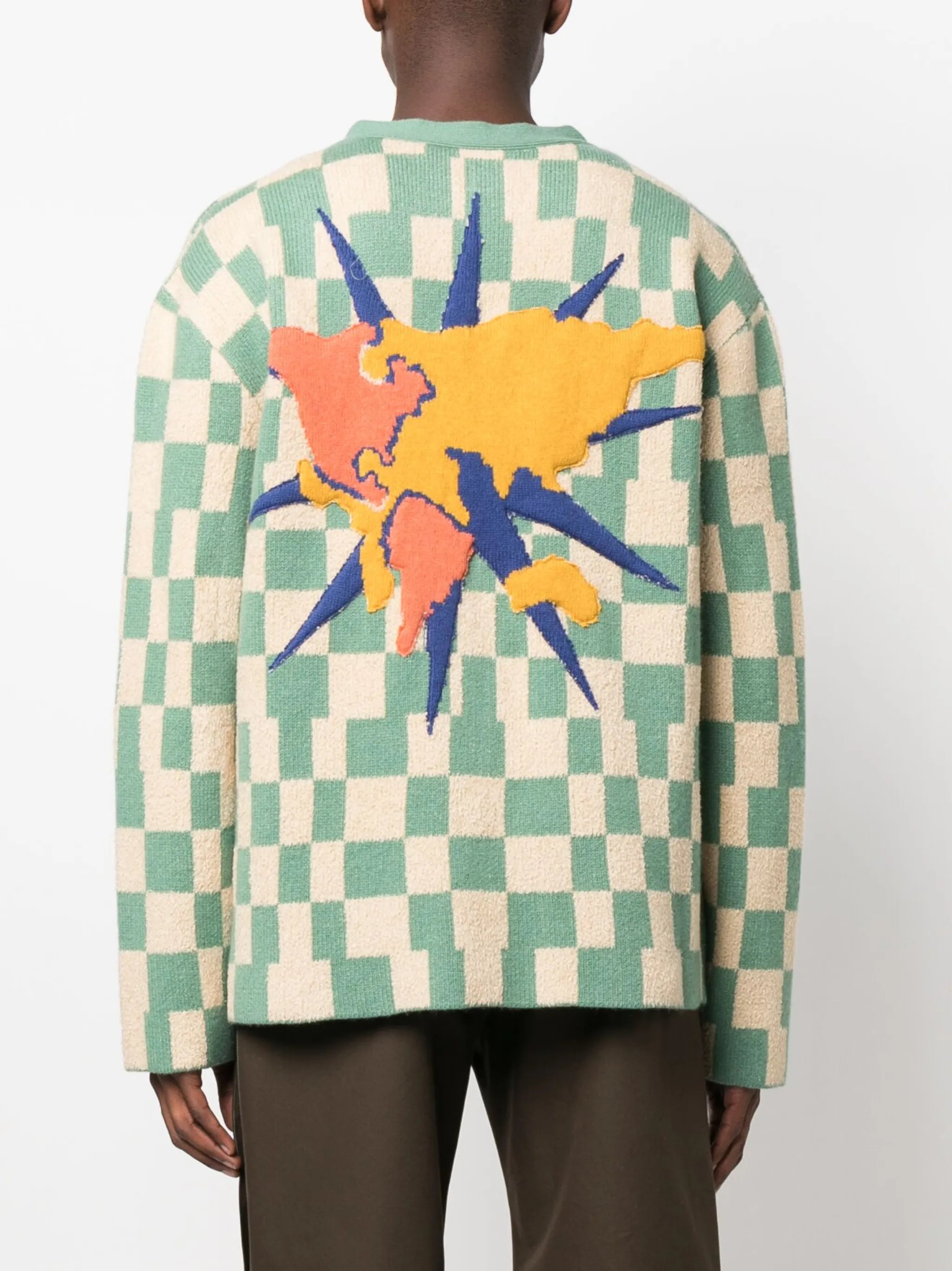 checkerboard-print knit cardigan