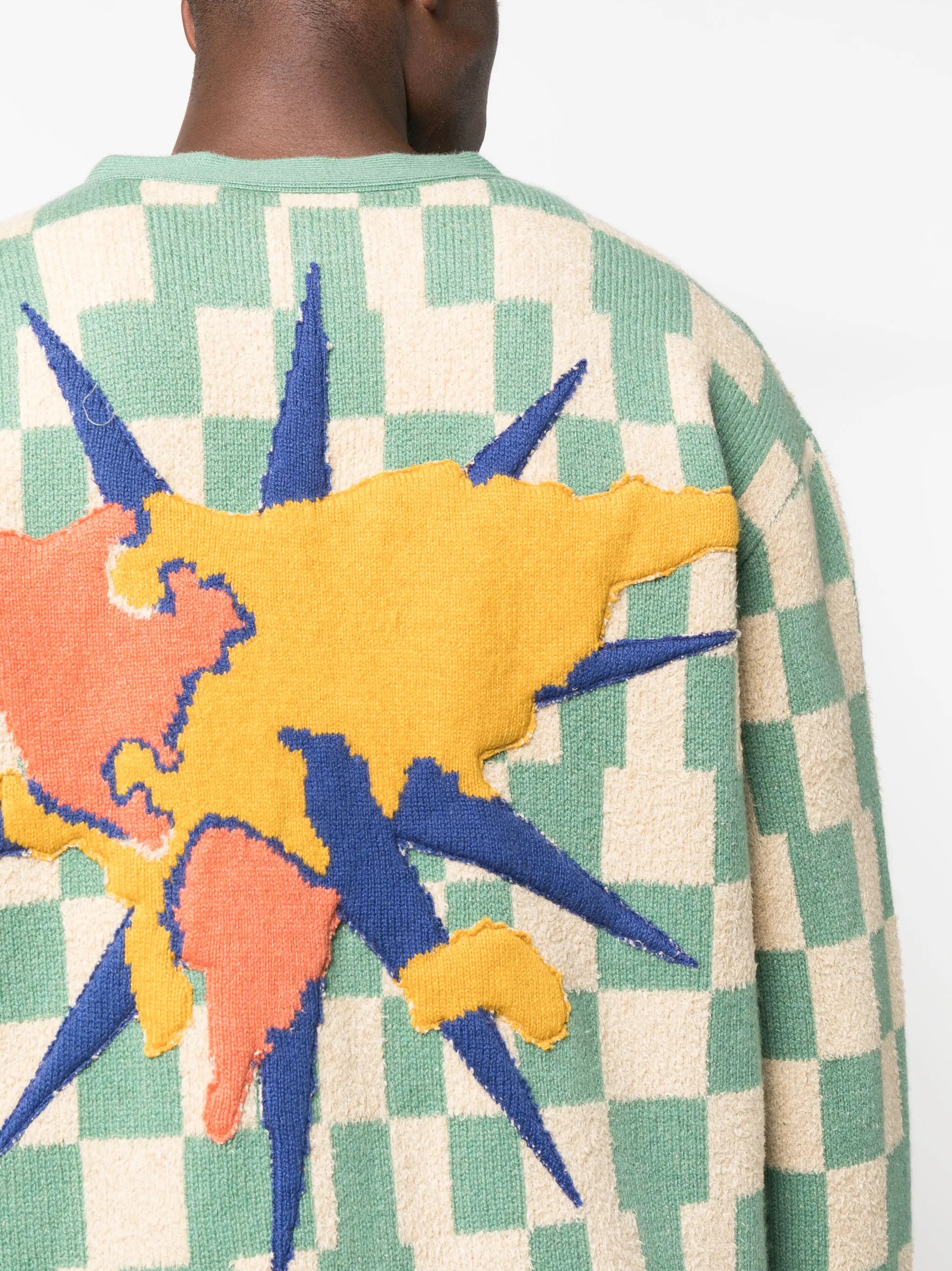 checkerboard-print knit cardigan