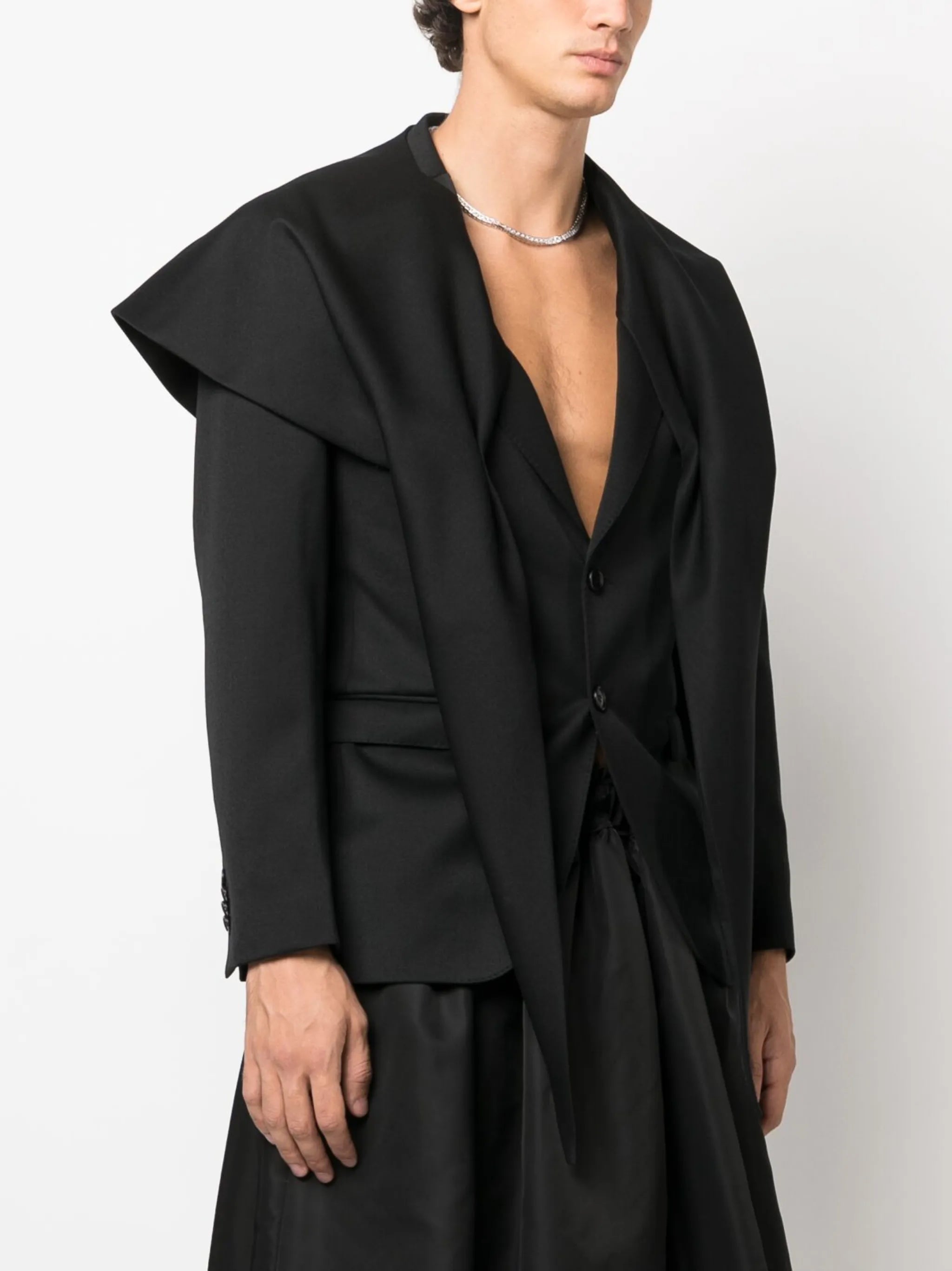 scarf-detail blazer