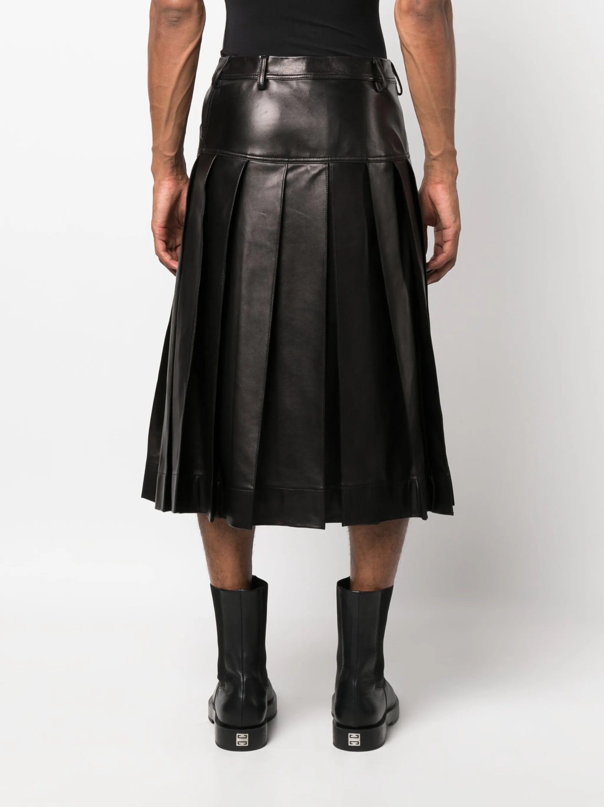 pleated leather kilt