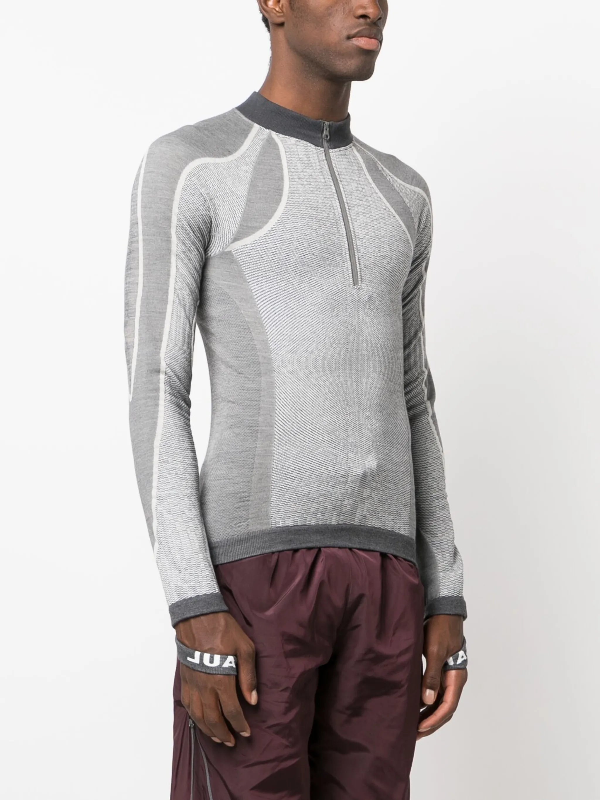 intarsia-knit wool-blend compression top