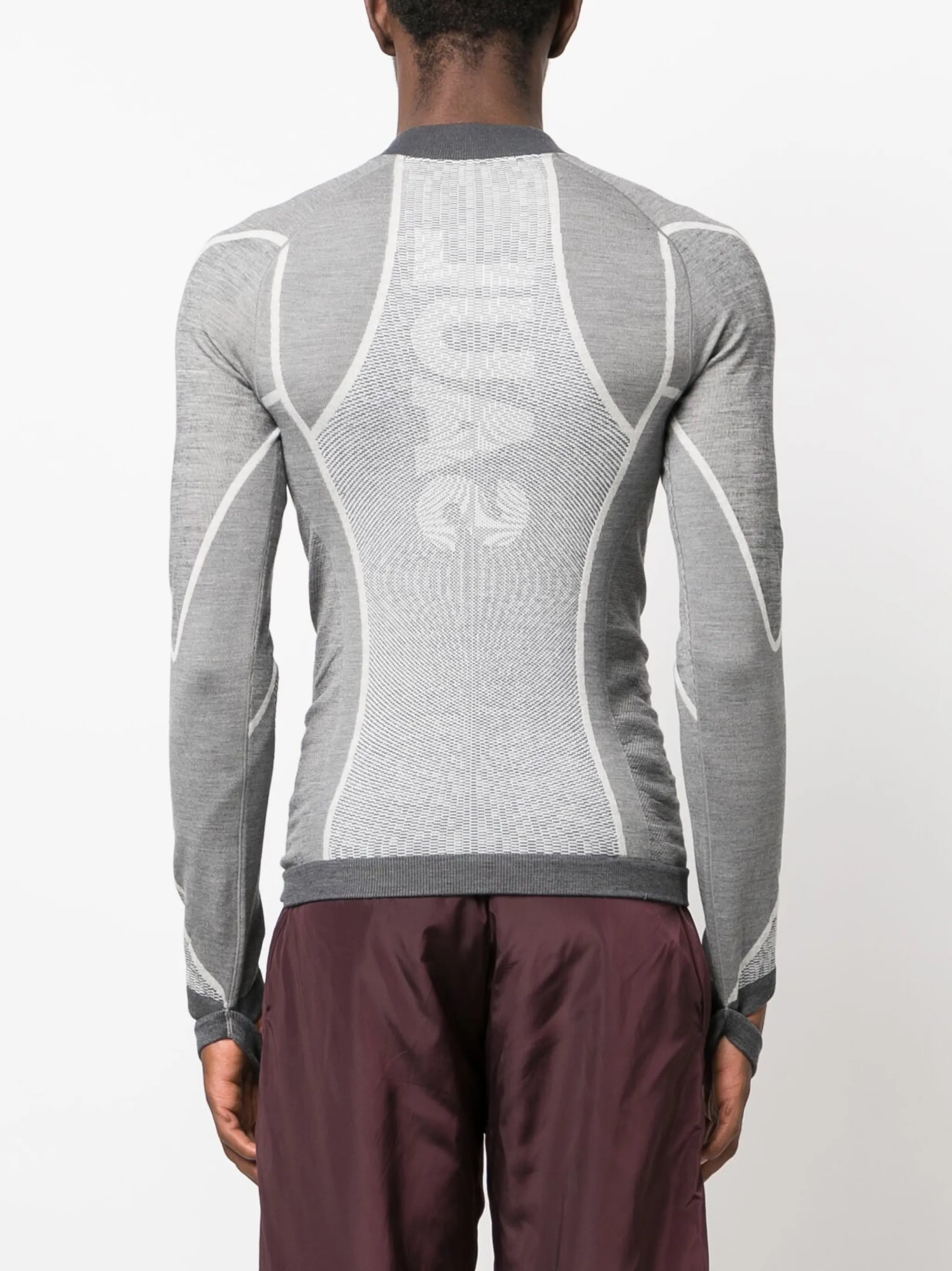 intarsia-knit wool-blend compression top