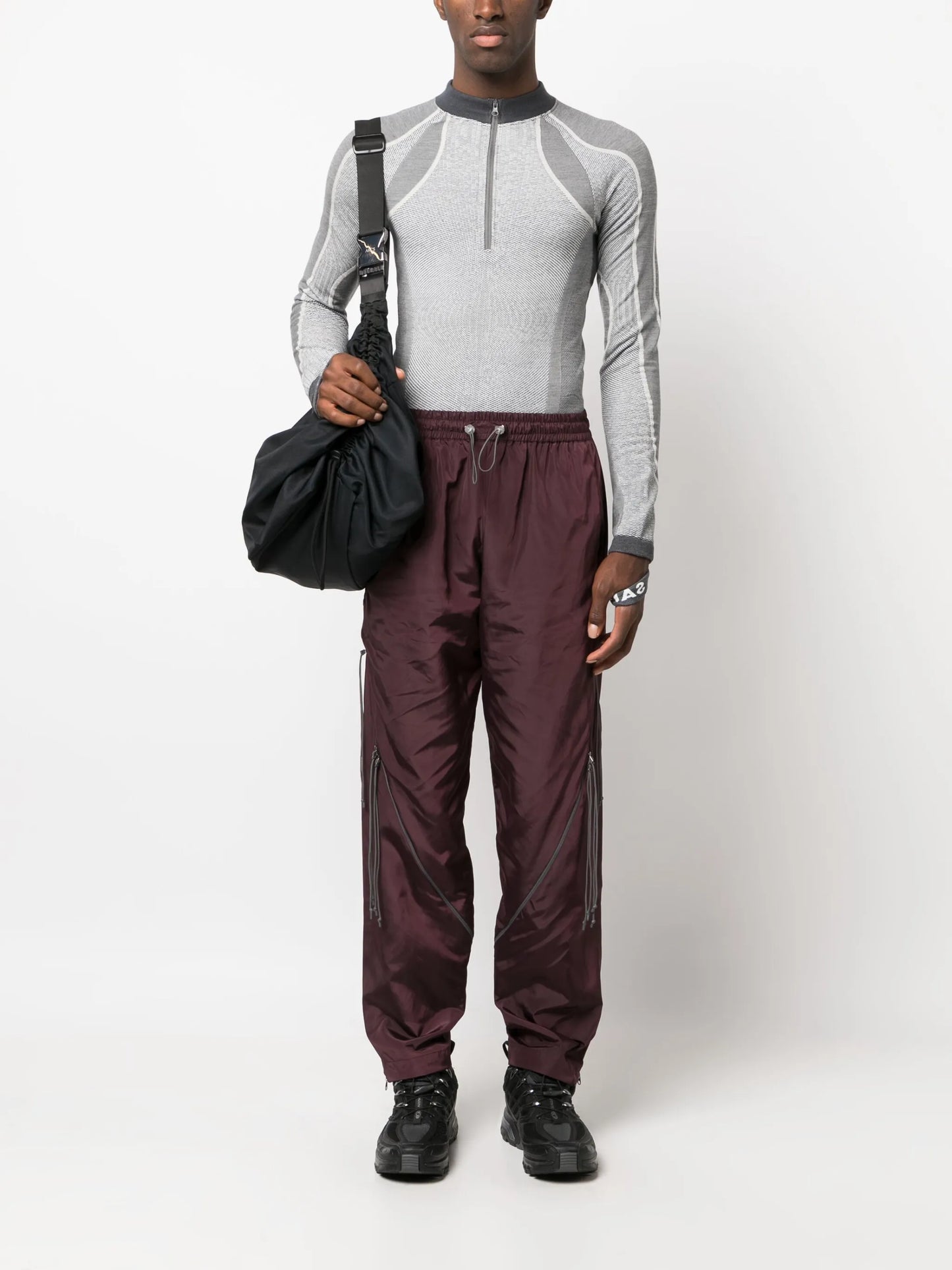 intarsia-knit wool-blend compression top