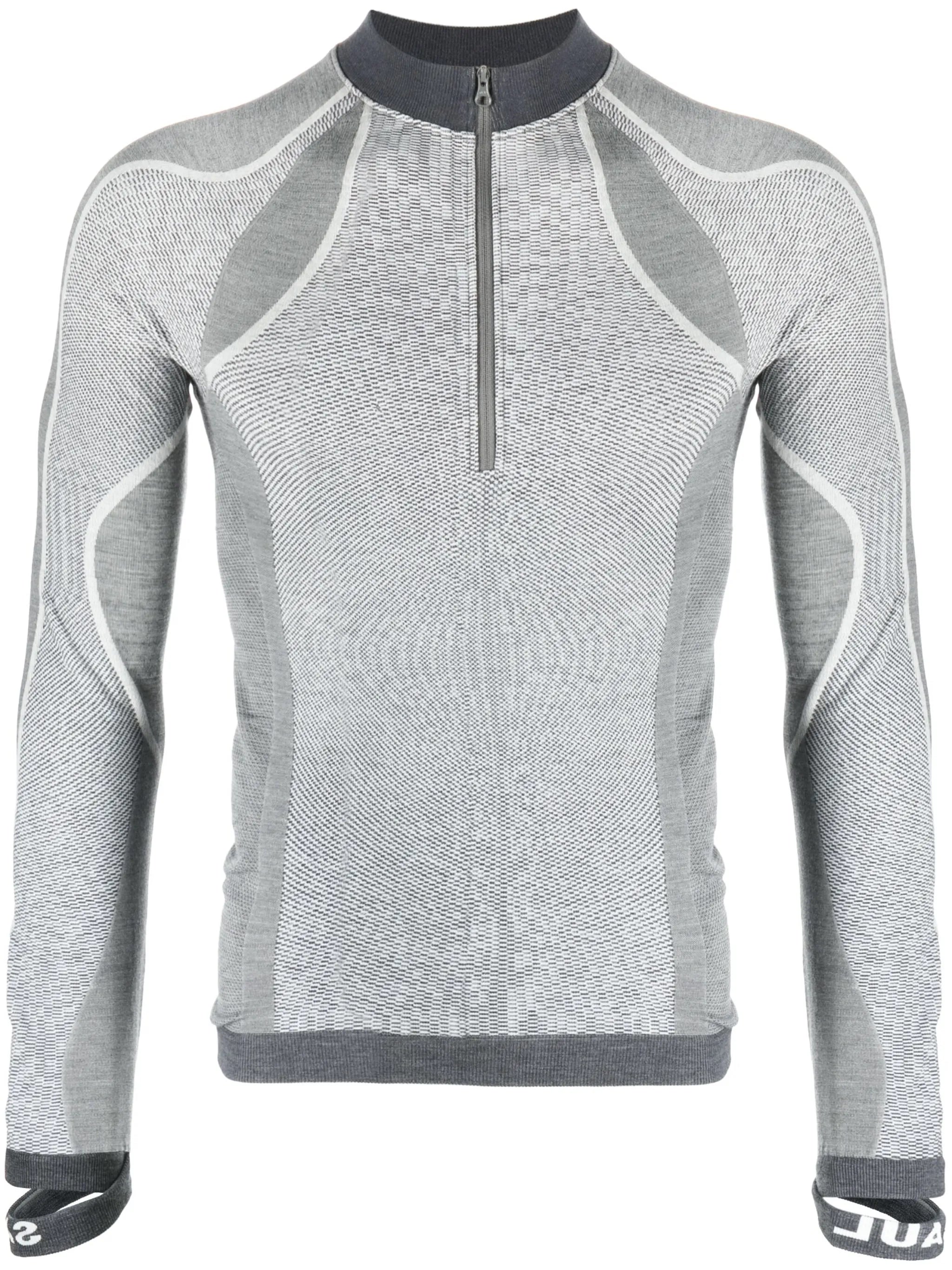 intarsia-knit wool-blend compression top