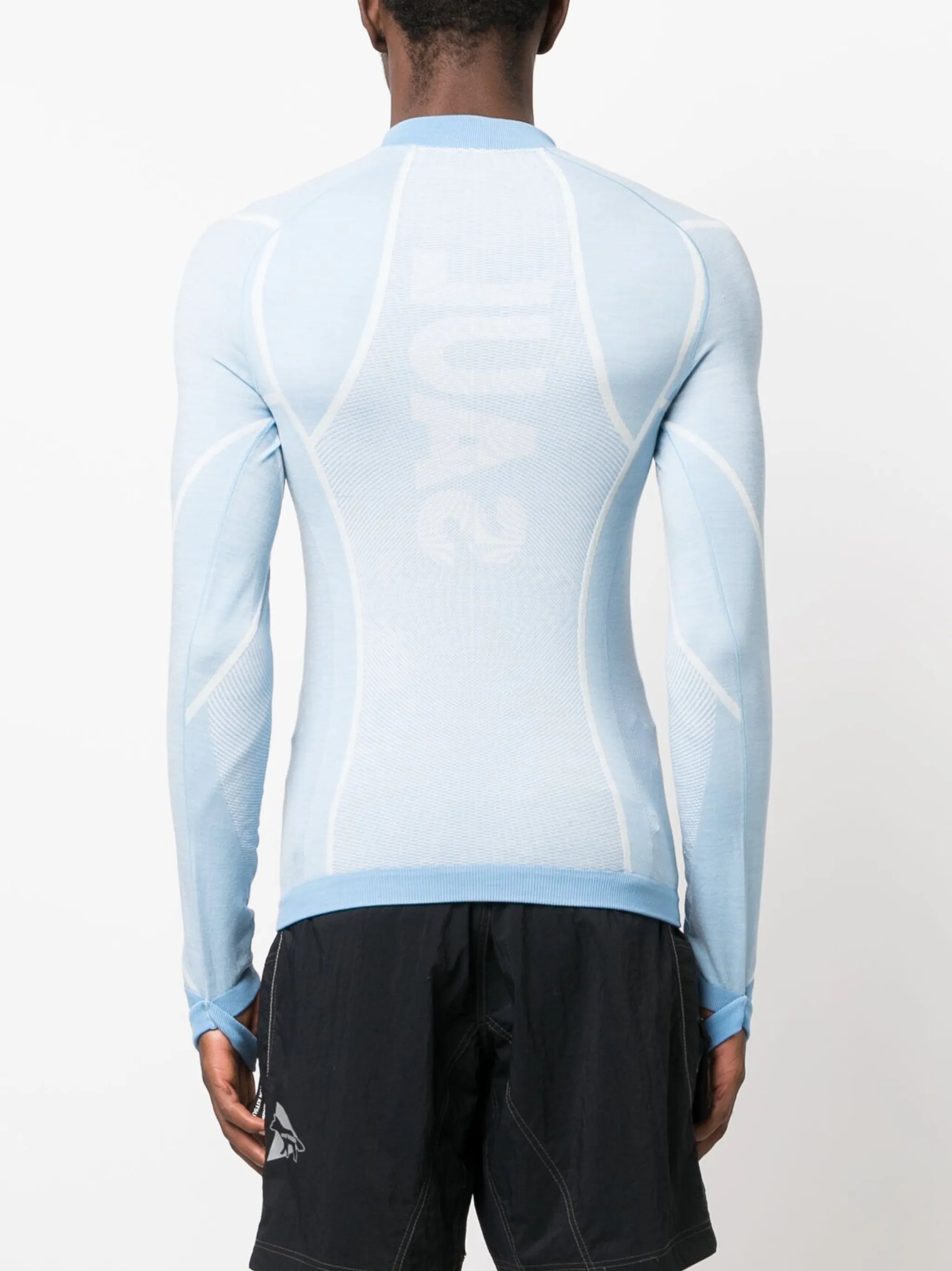 intarsia-knit wool-blend compression top