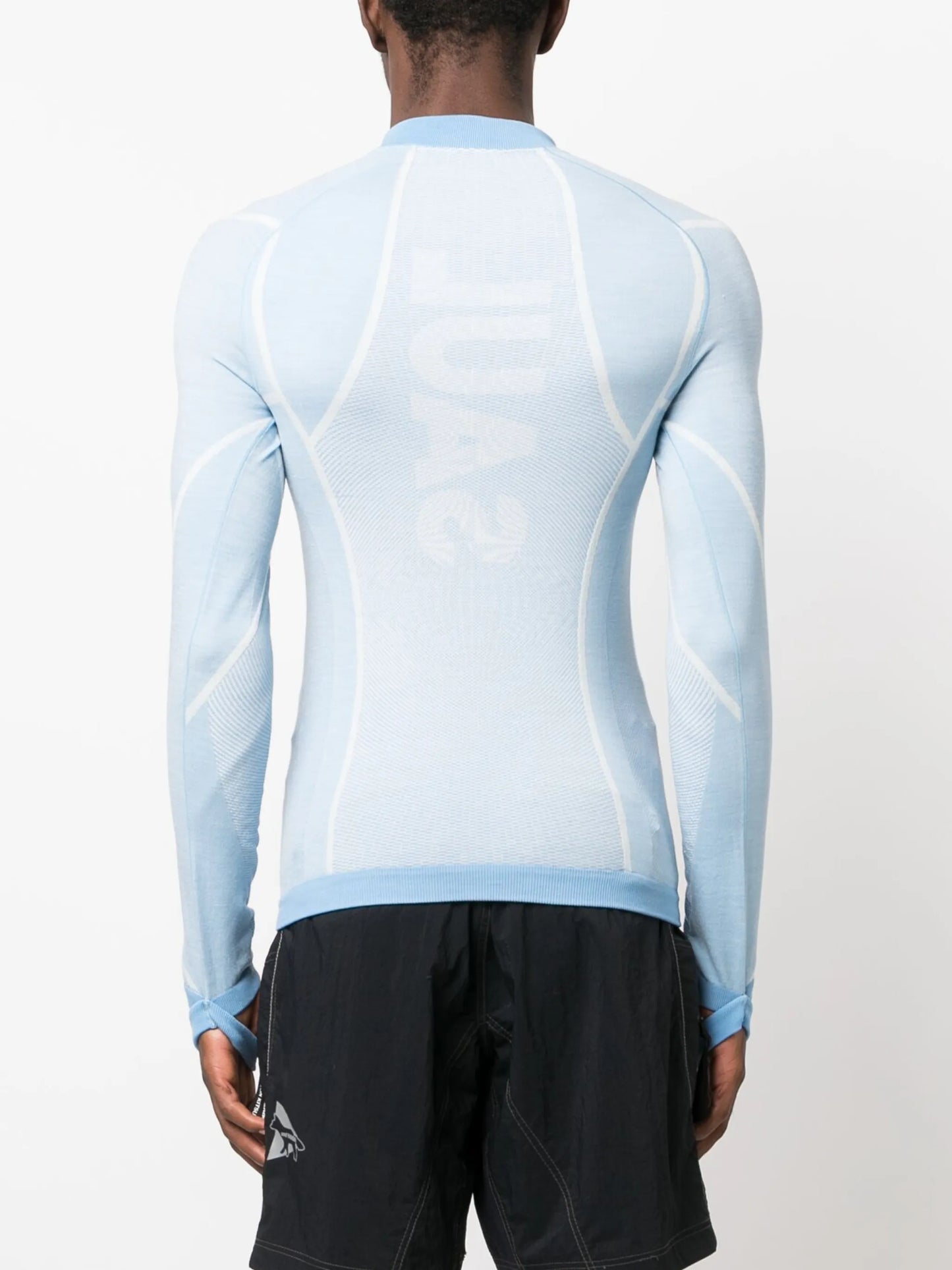 intarsia-knit wool-blend compression top