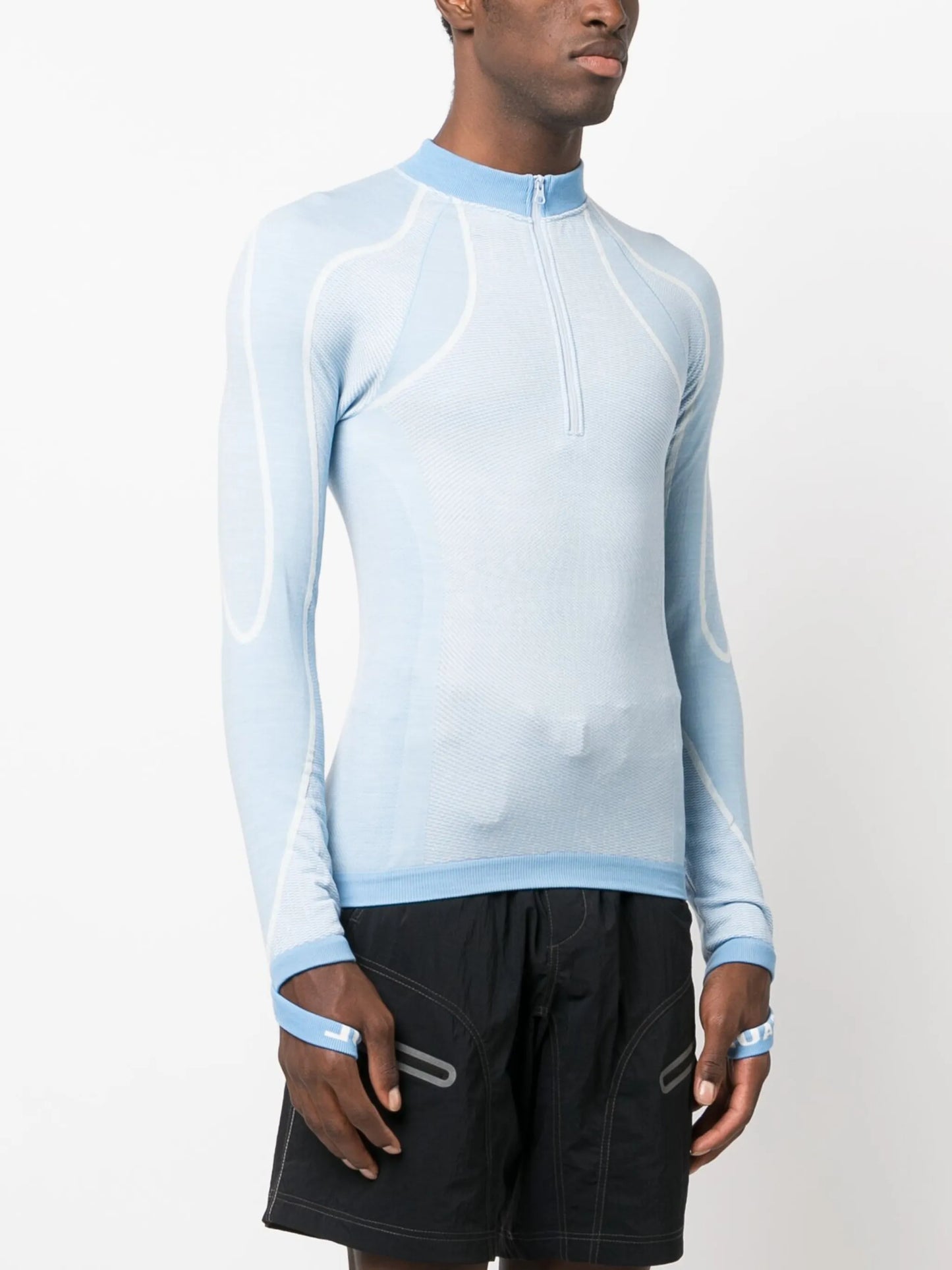 intarsia-knit wool-blend compression top
