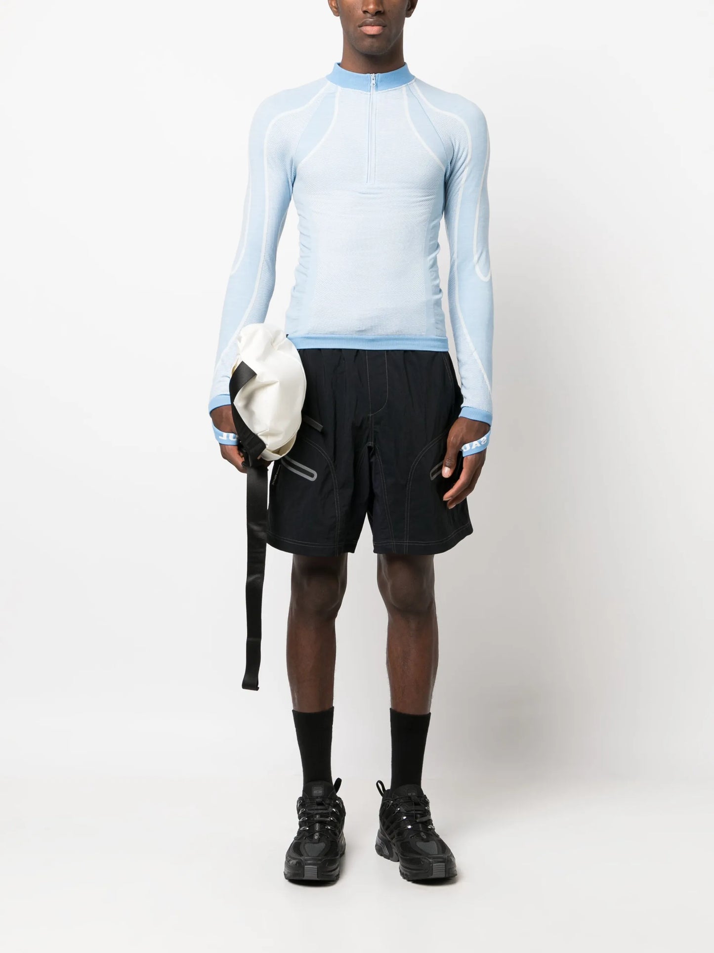 intarsia-knit wool-blend compression top