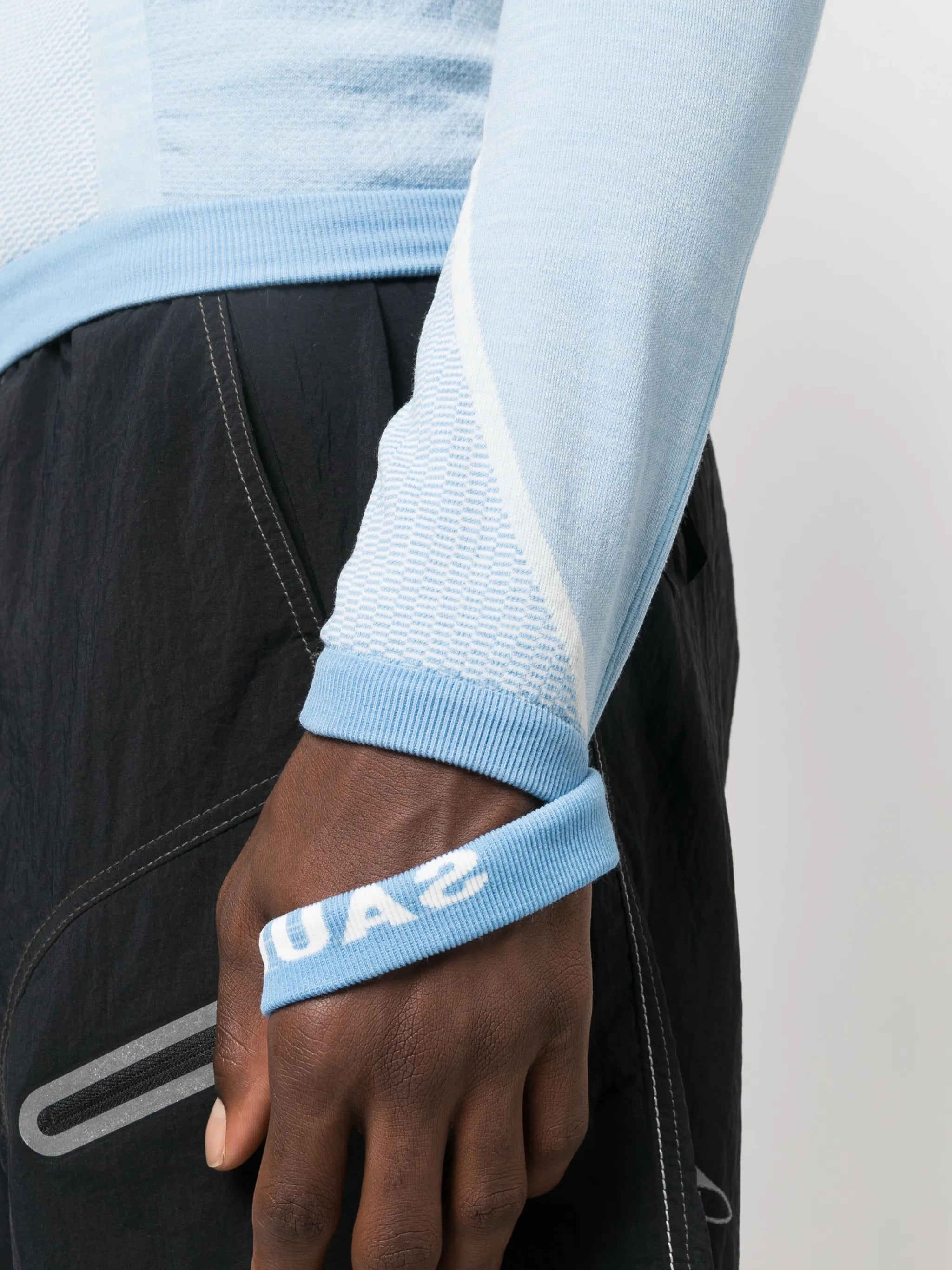 intarsia-knit wool-blend compression top