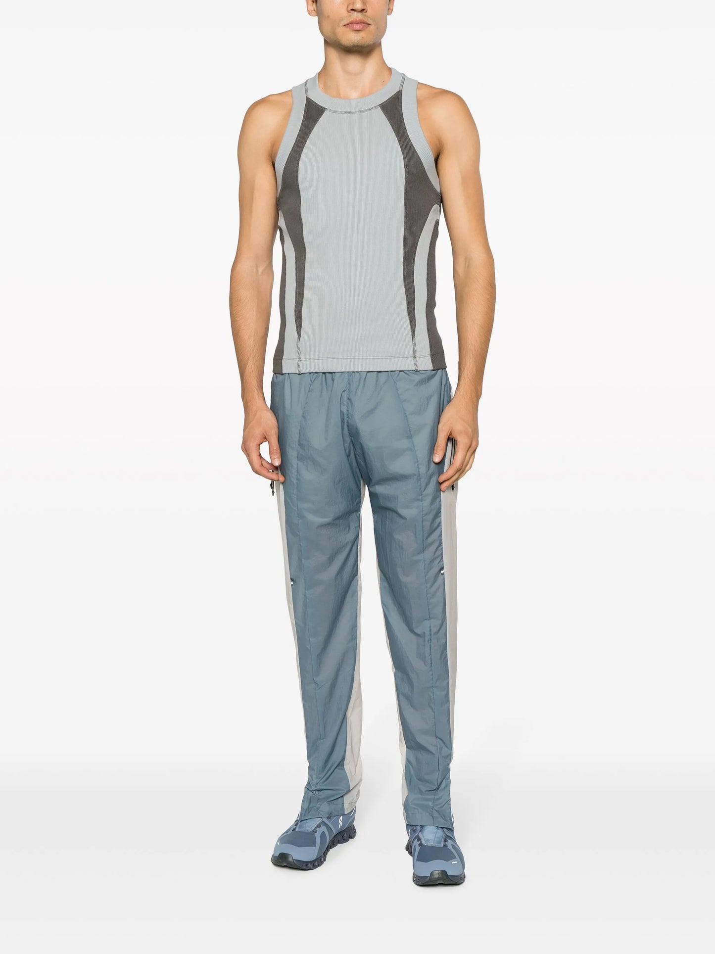 intarsia-knit compression tank top