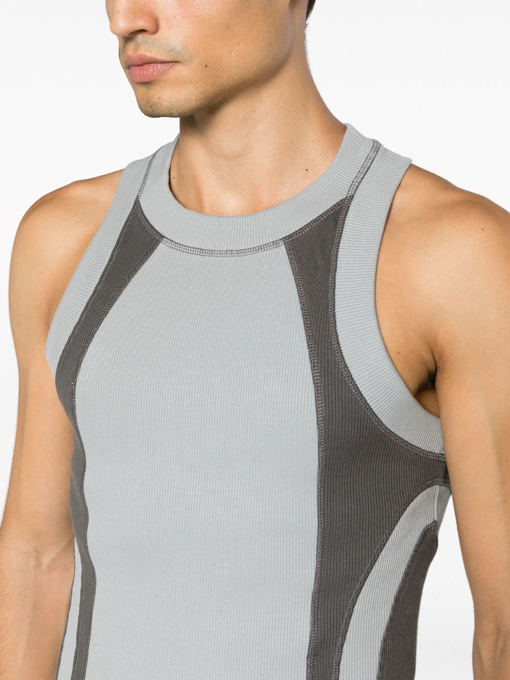 intarsia-knit compression tank top
