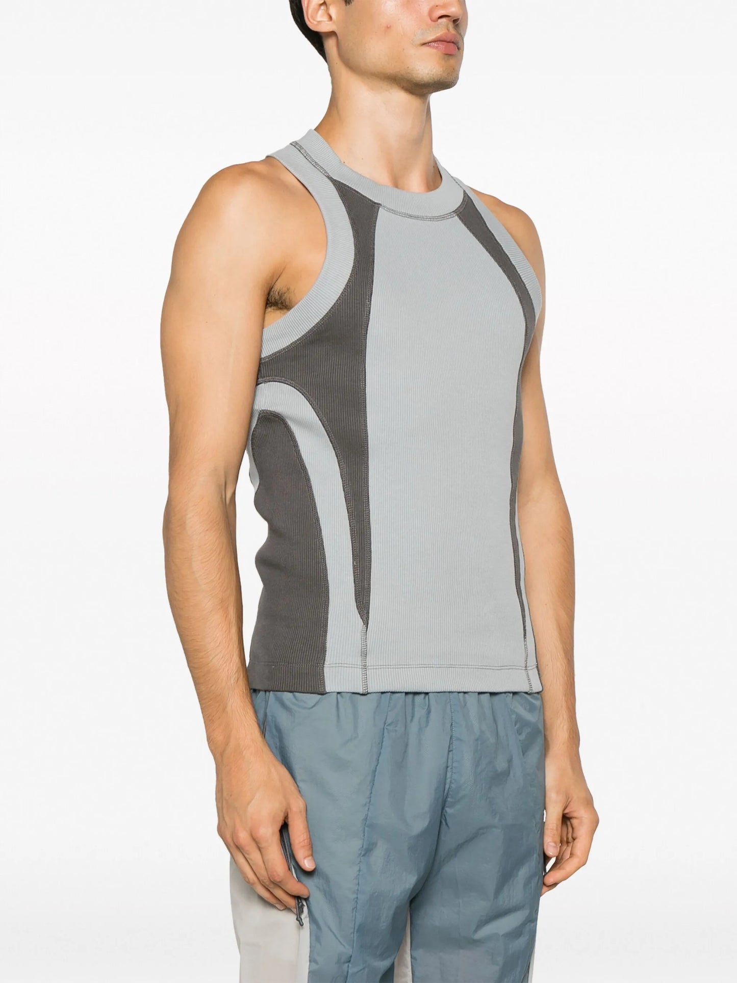 intarsia-knit compression tank top