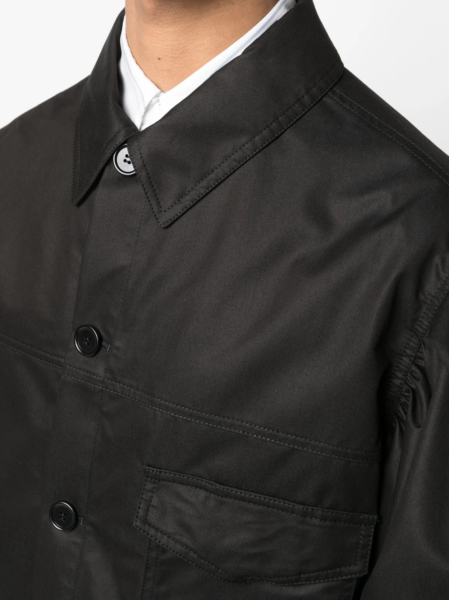 workwear puff-sleeved bomber jacket