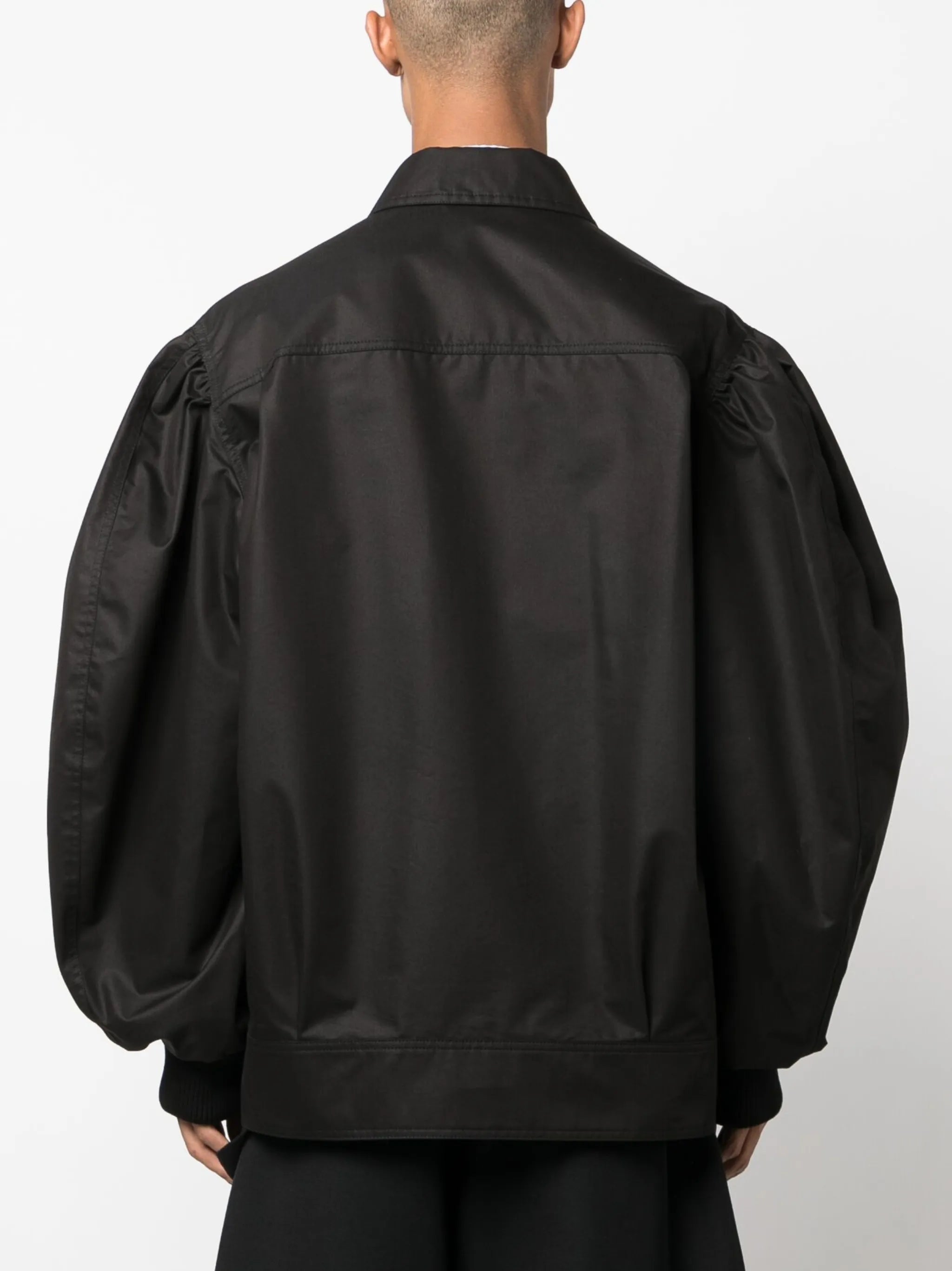 workwear puff-sleeved bomber jacket