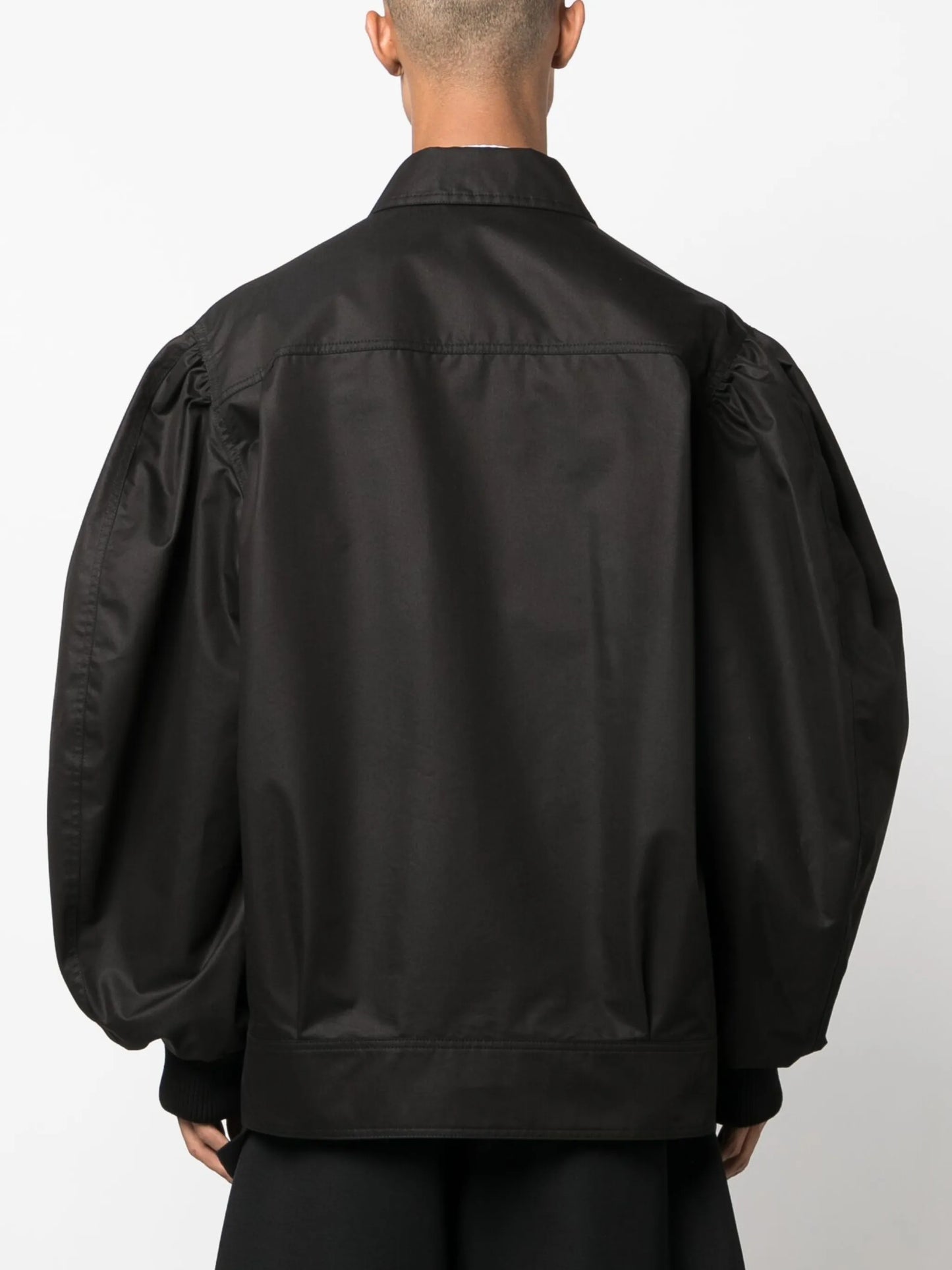 workwear puff-sleeved bomber jacket