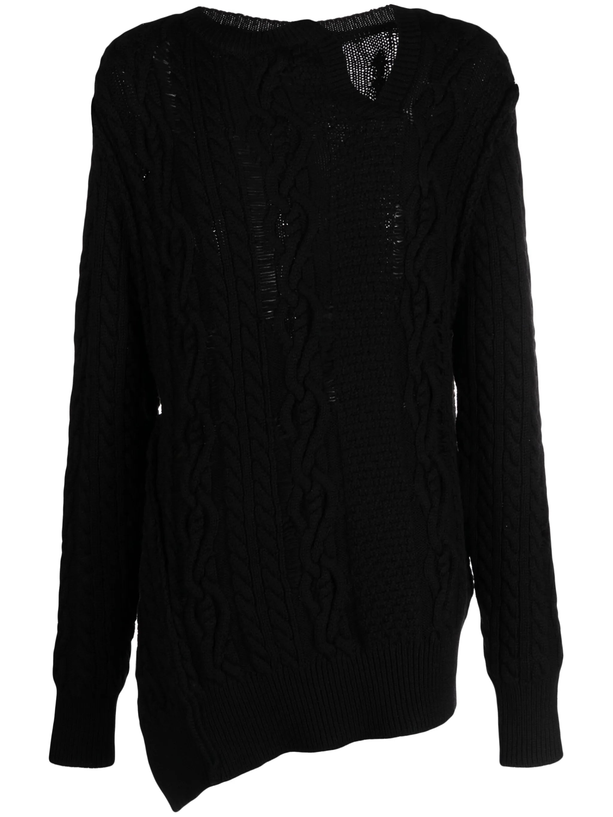 asymmetric cable-knit jumper