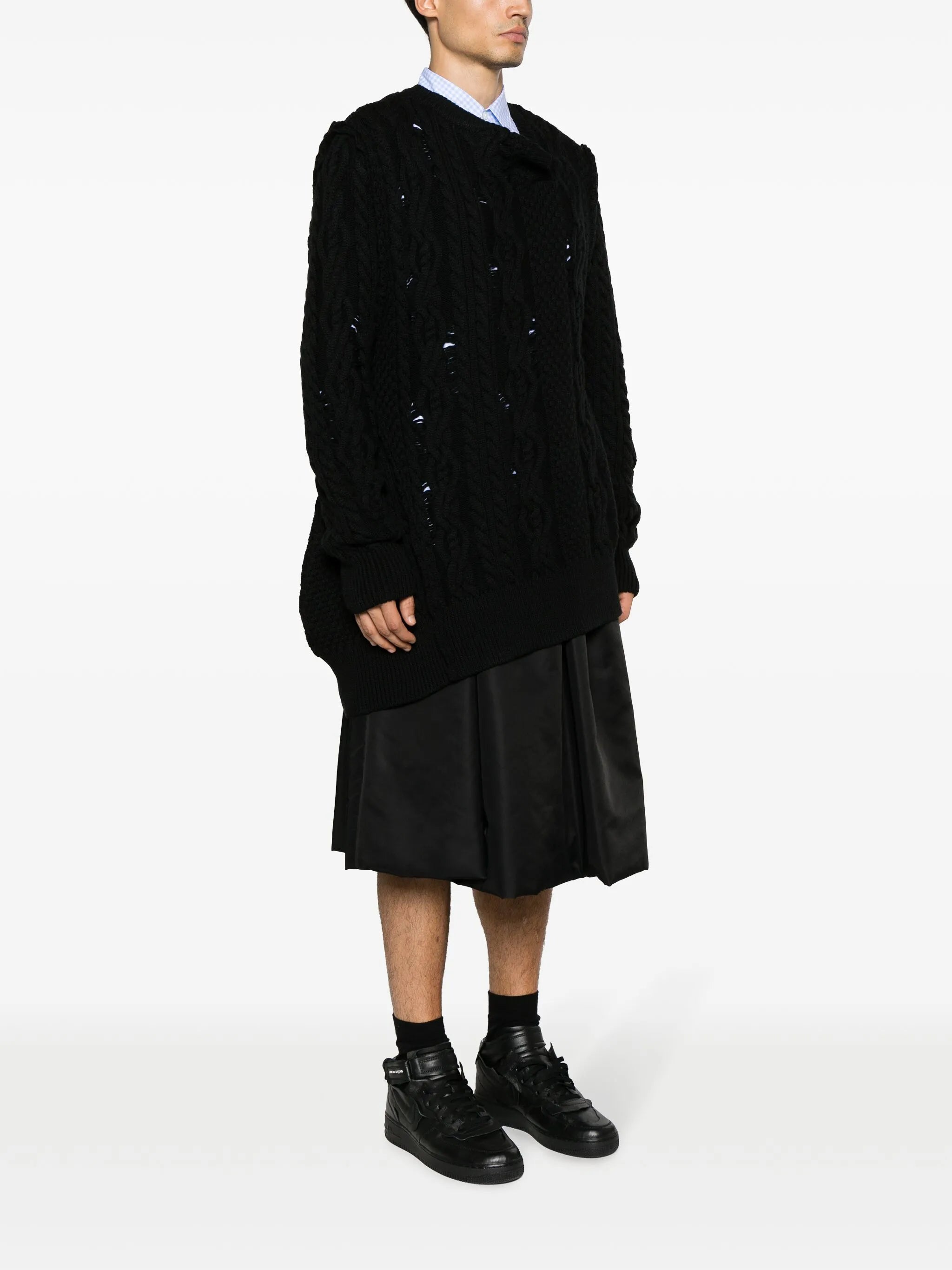 asymmetric cable-knit jumper