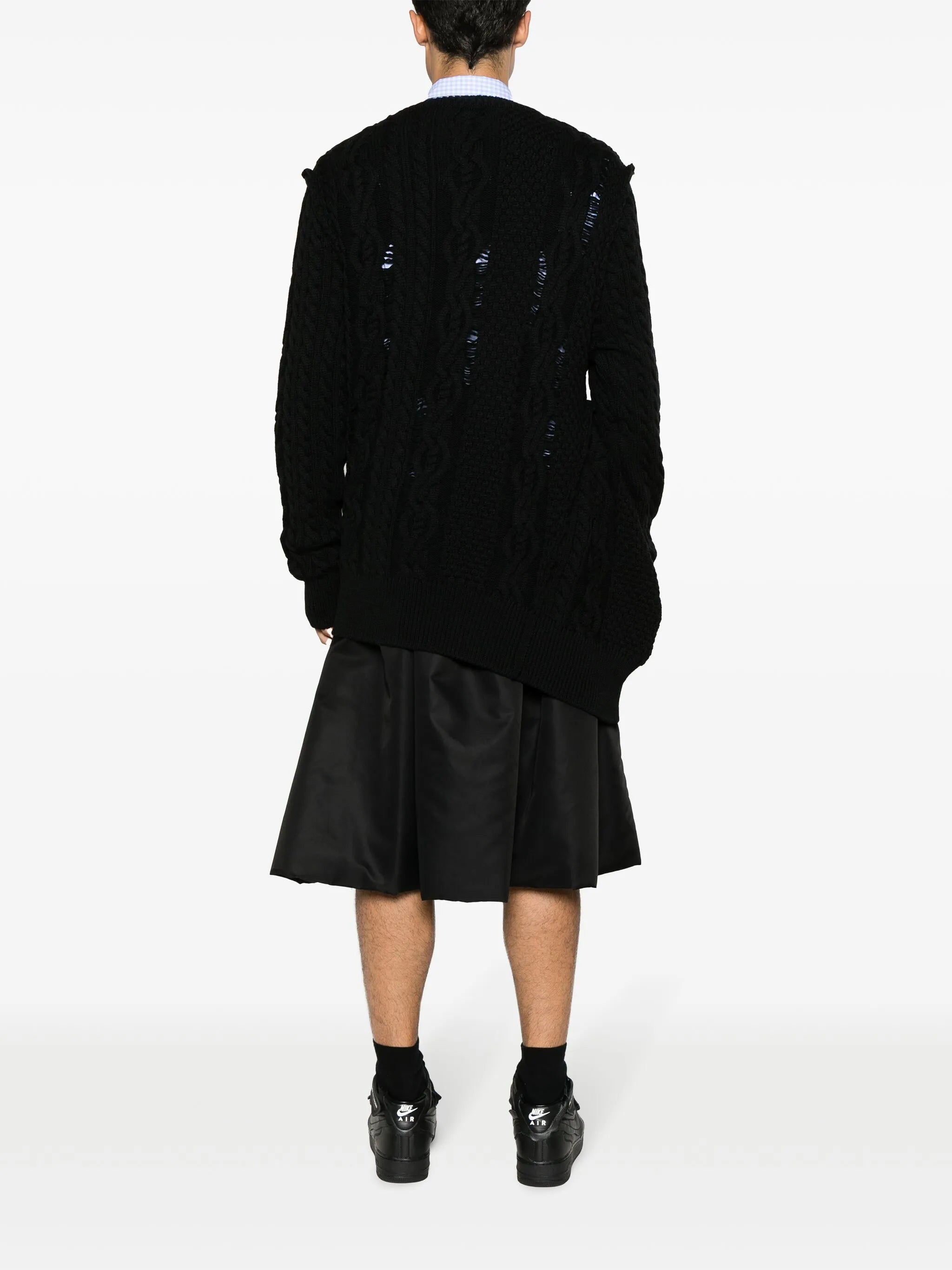 asymmetric cable-knit jumper