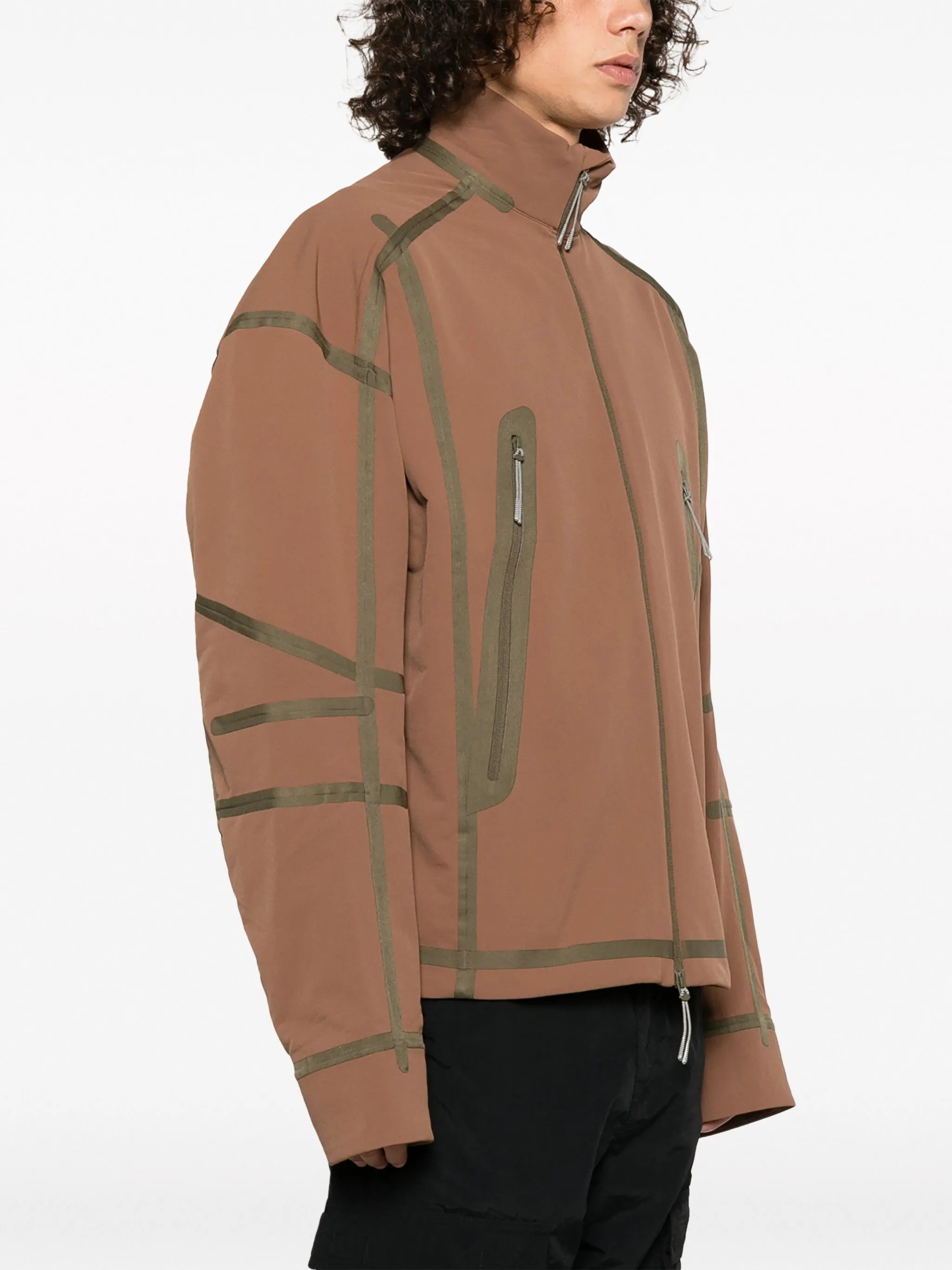 contrast-trim softshell hiking jacket