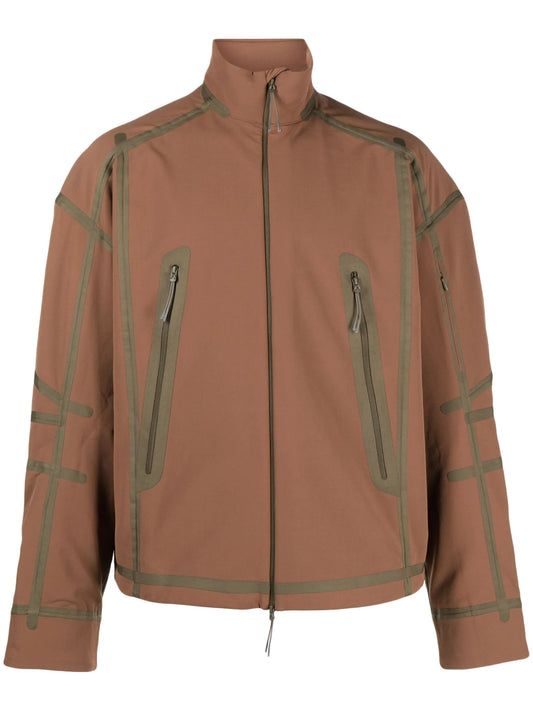 contrast-trim softshell hiking jacket