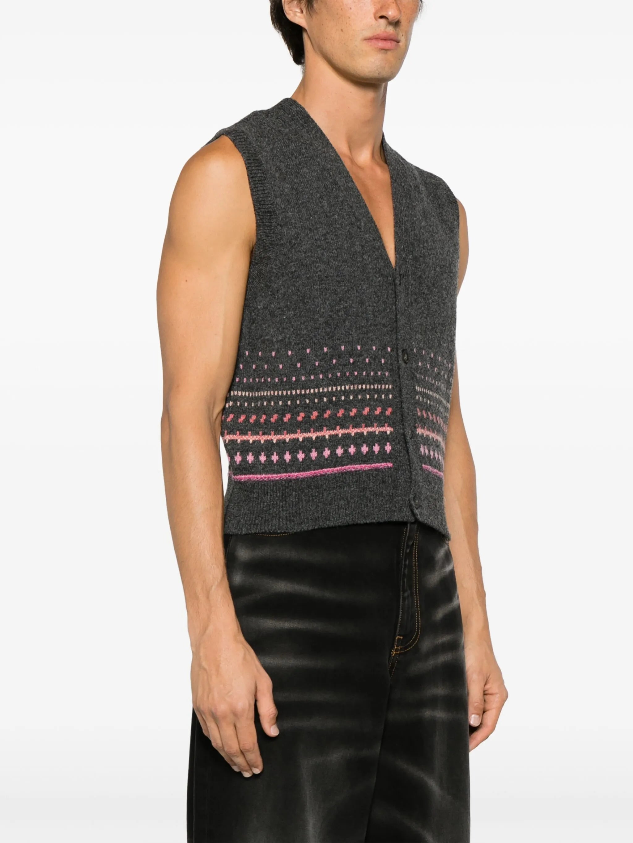 Rugart patterned-intarsia wool vest