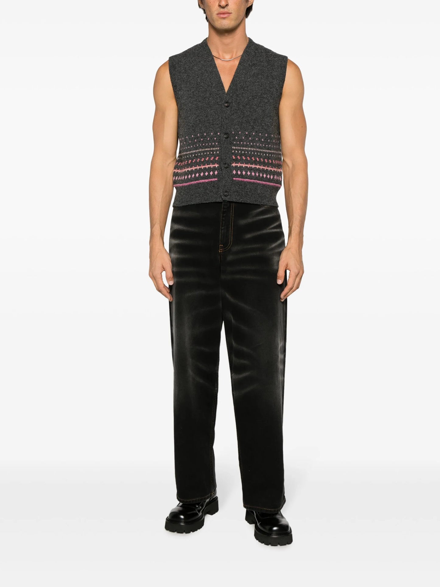 Rugart patterned-intarsia wool vest