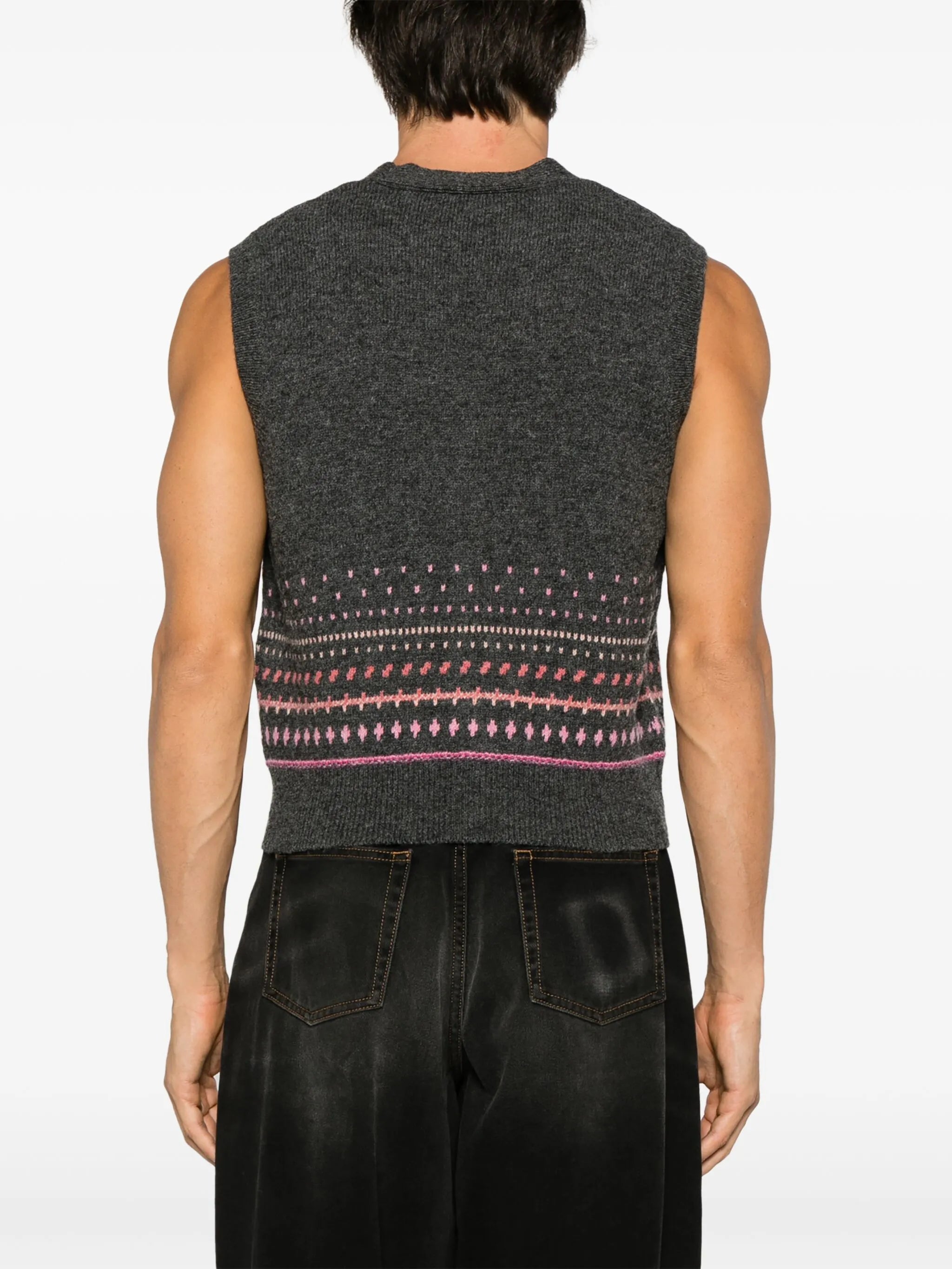 Rugart patterned-intarsia wool vest