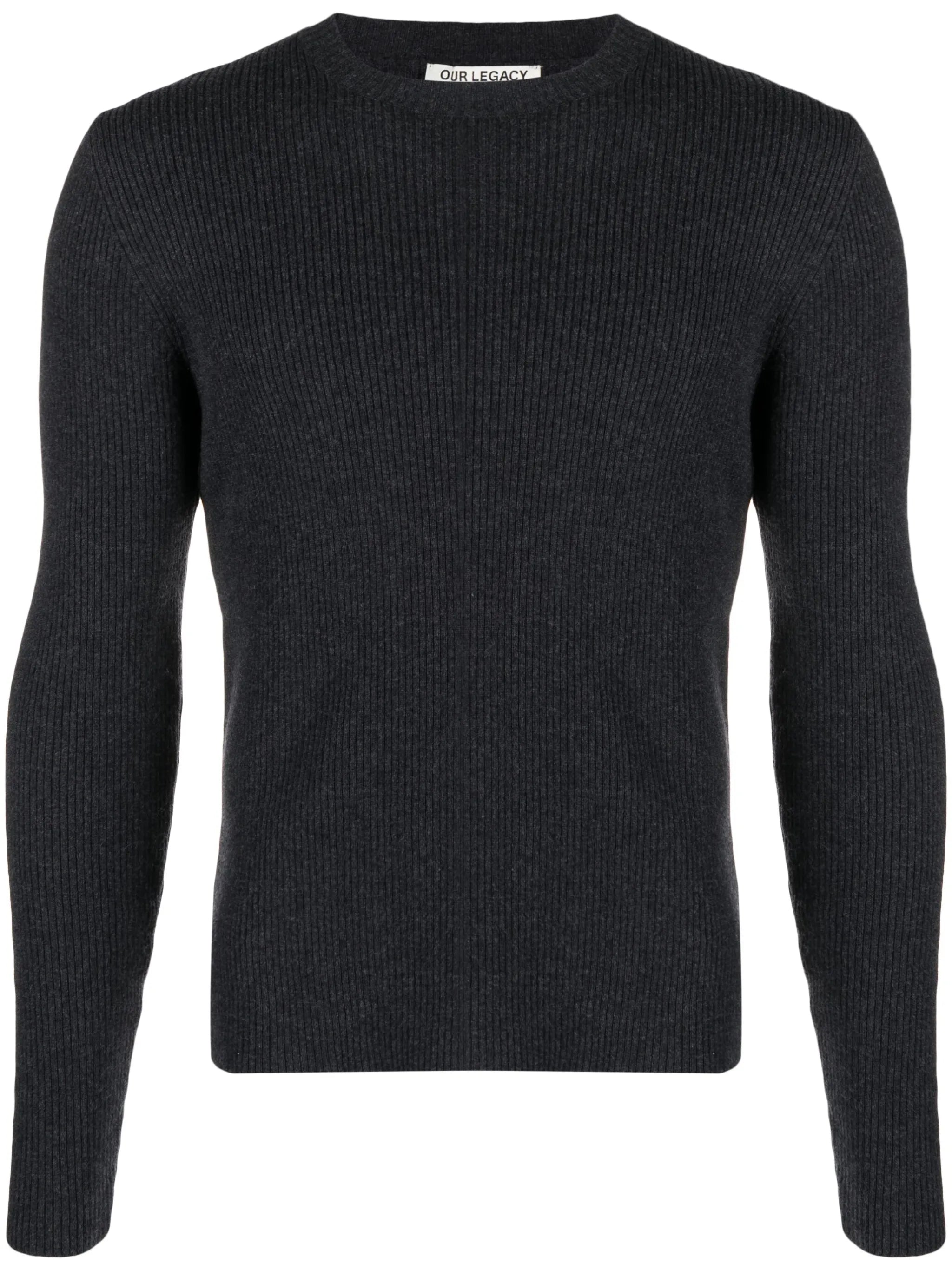 Compact crew-neck wool jumper