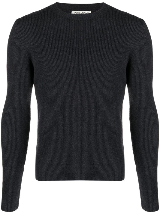 Compact crew-neck wool jumper