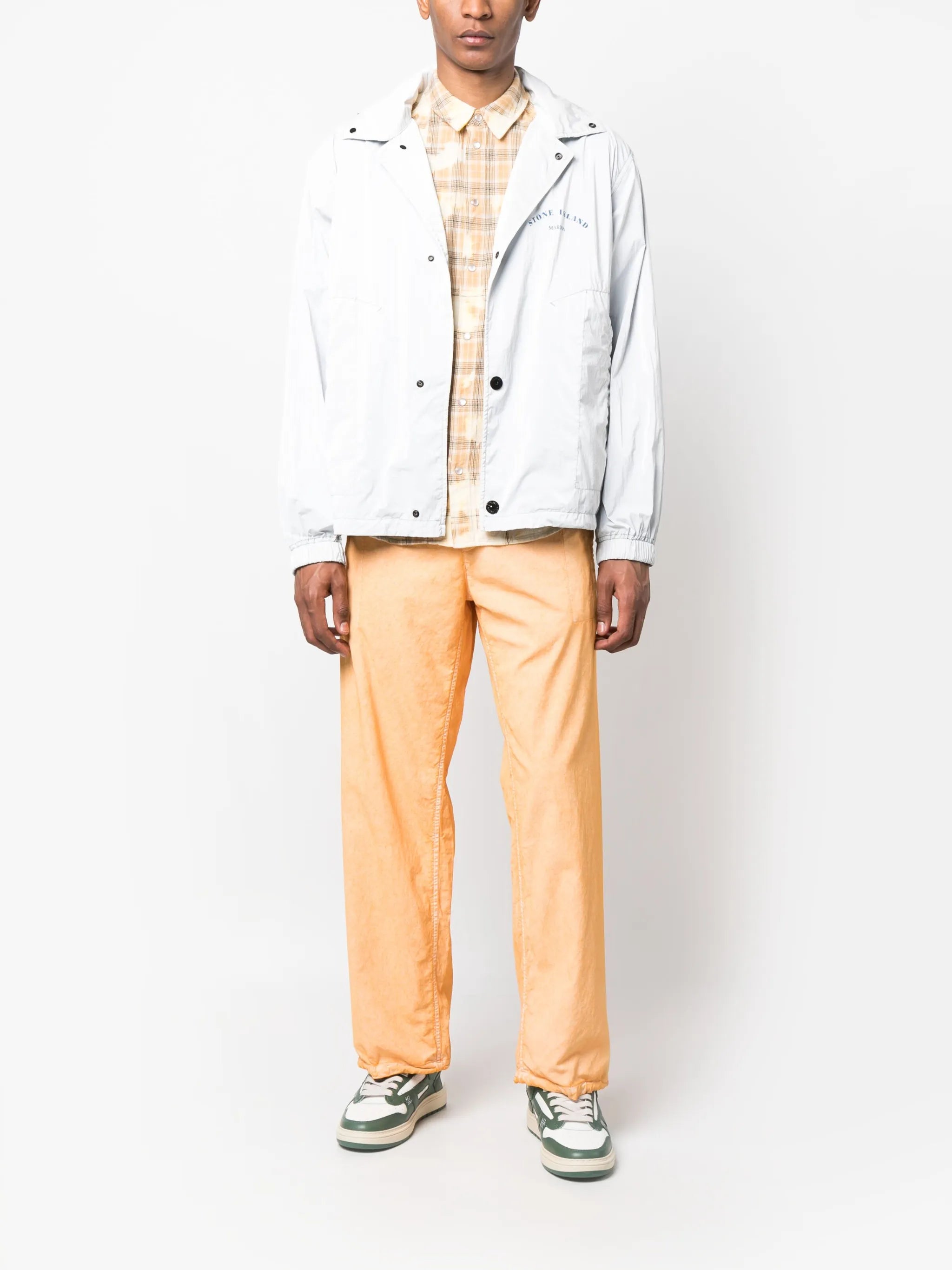 straight-leg cotton trousers