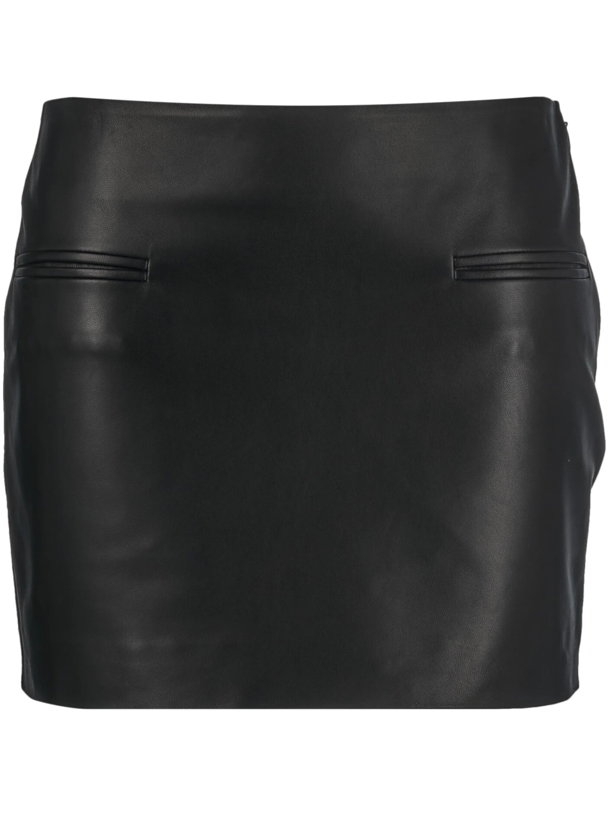 welt pockets leather miniskirt