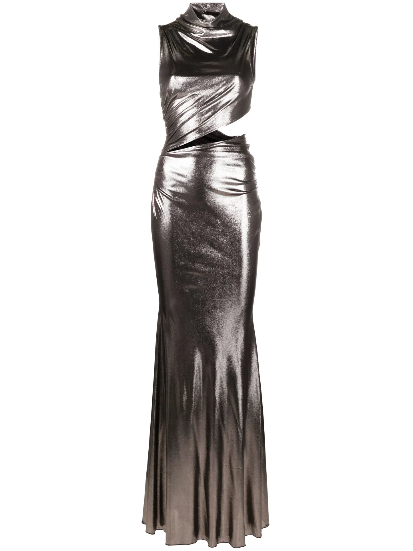 metallic cut-out gown