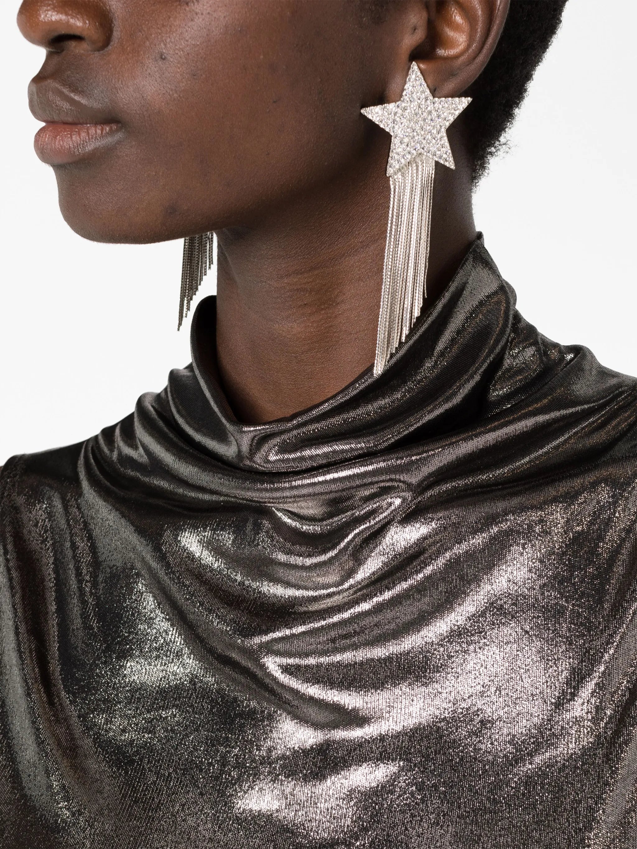 metallic cut-out gown