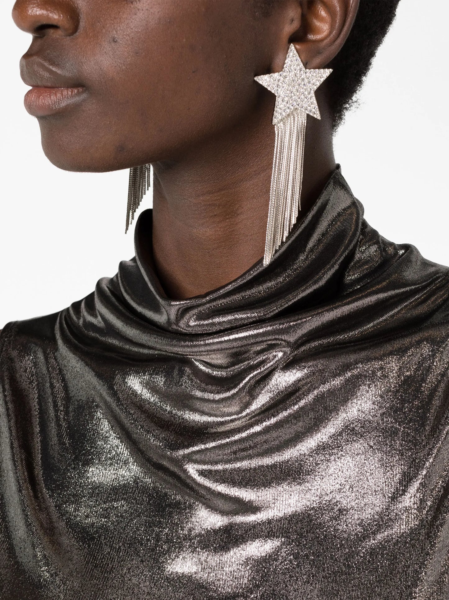 metallic cut-out gown