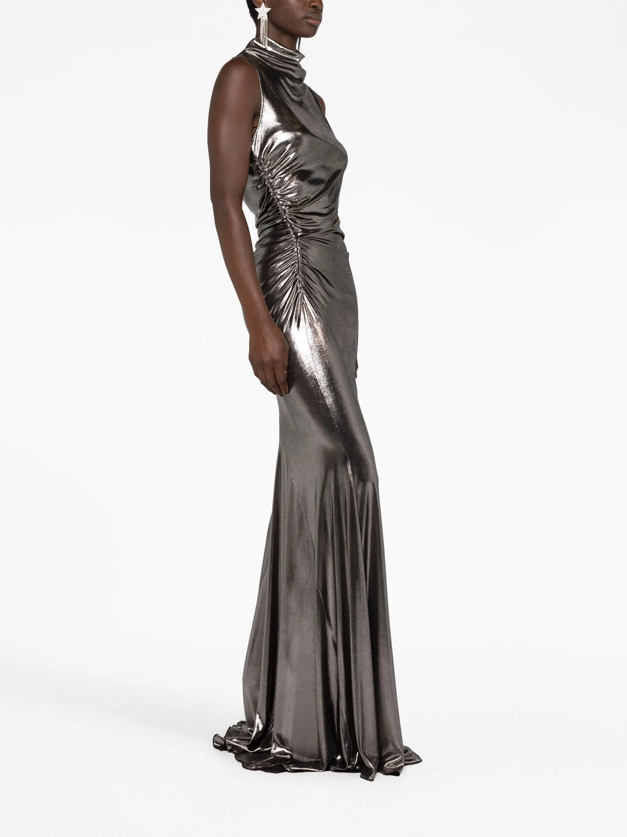 metallic cut-out gown