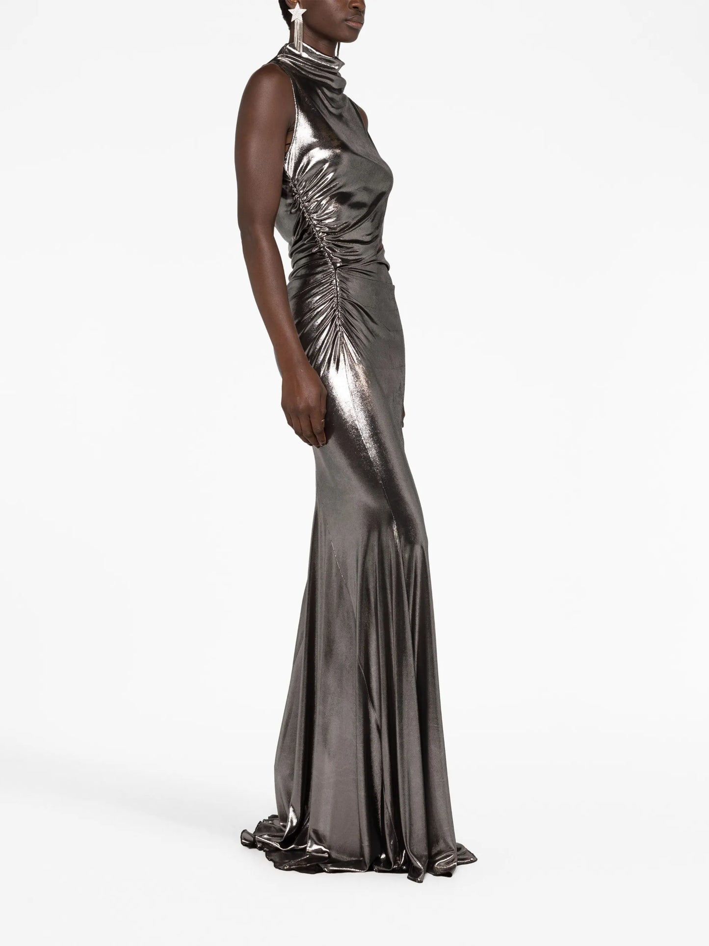 metallic cut-out gown