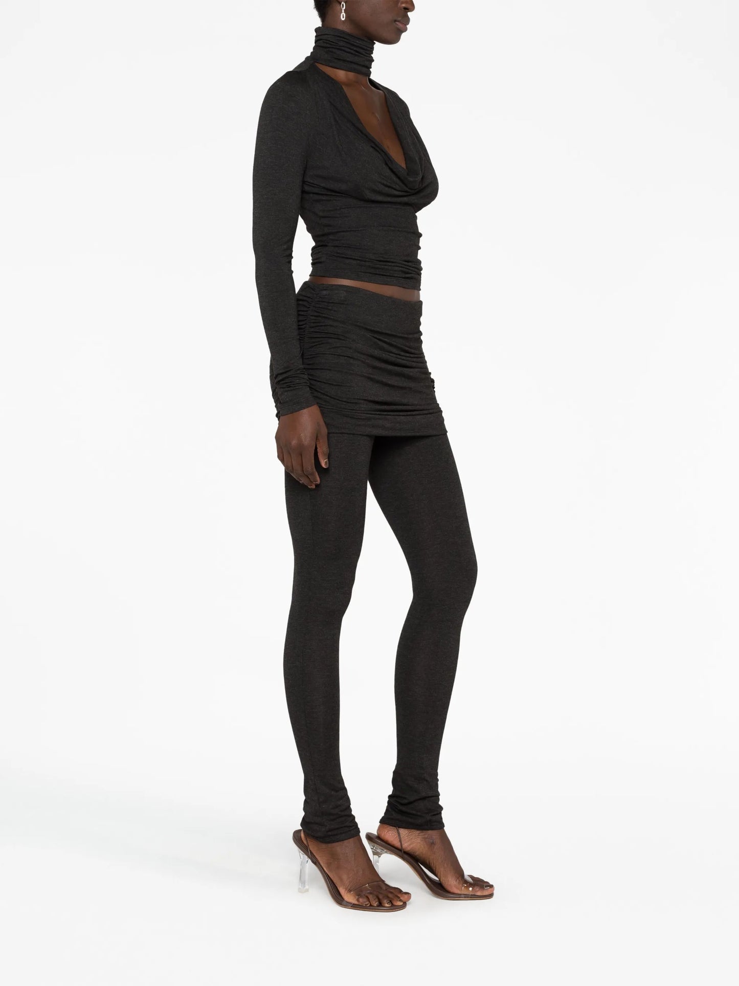 skirt-overlay skinny trousers