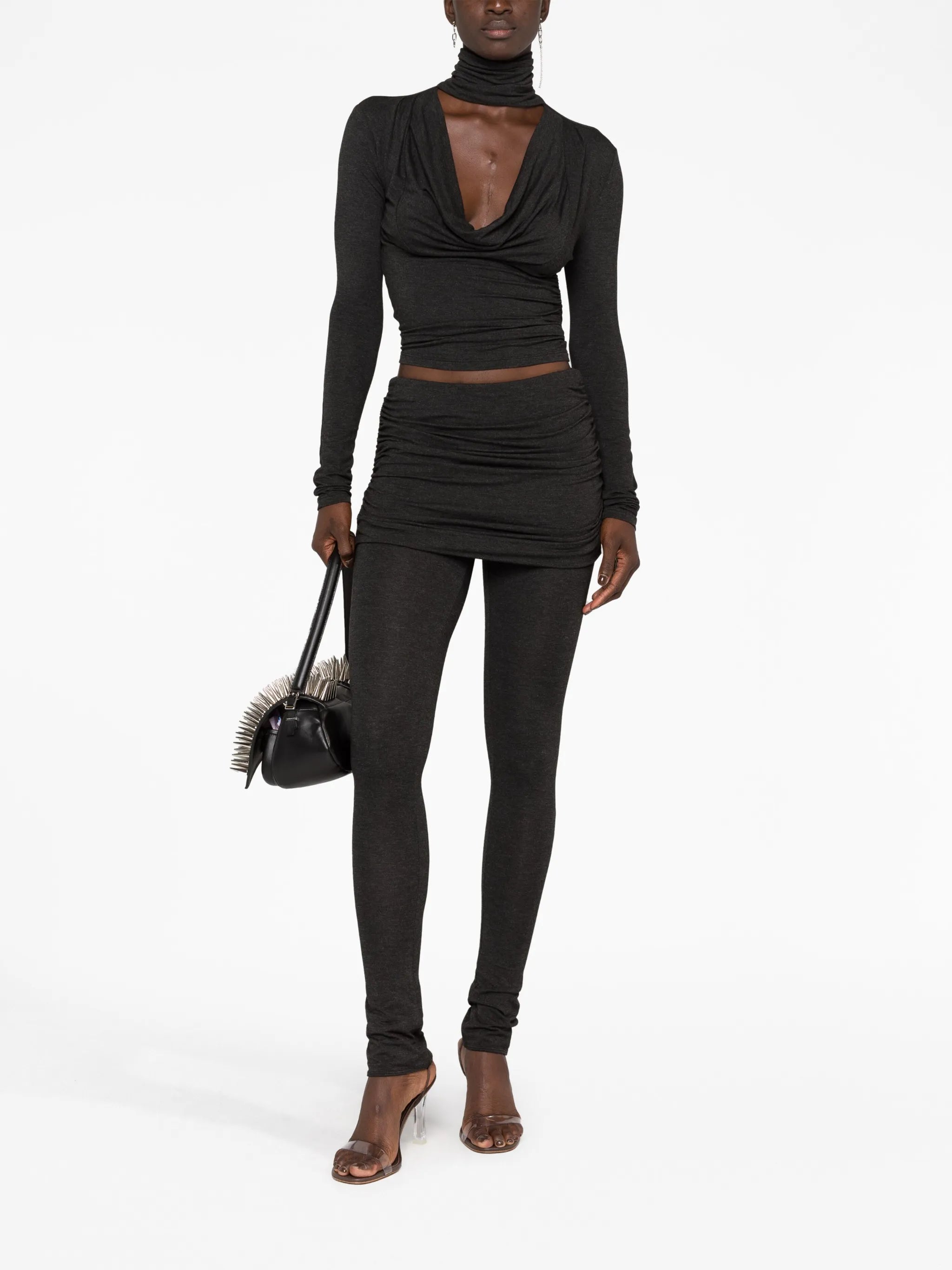 skirt-overlay skinny trousers
