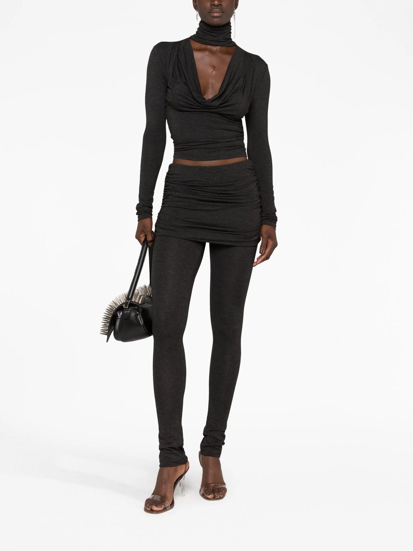 skirt-overlay skinny trousers
