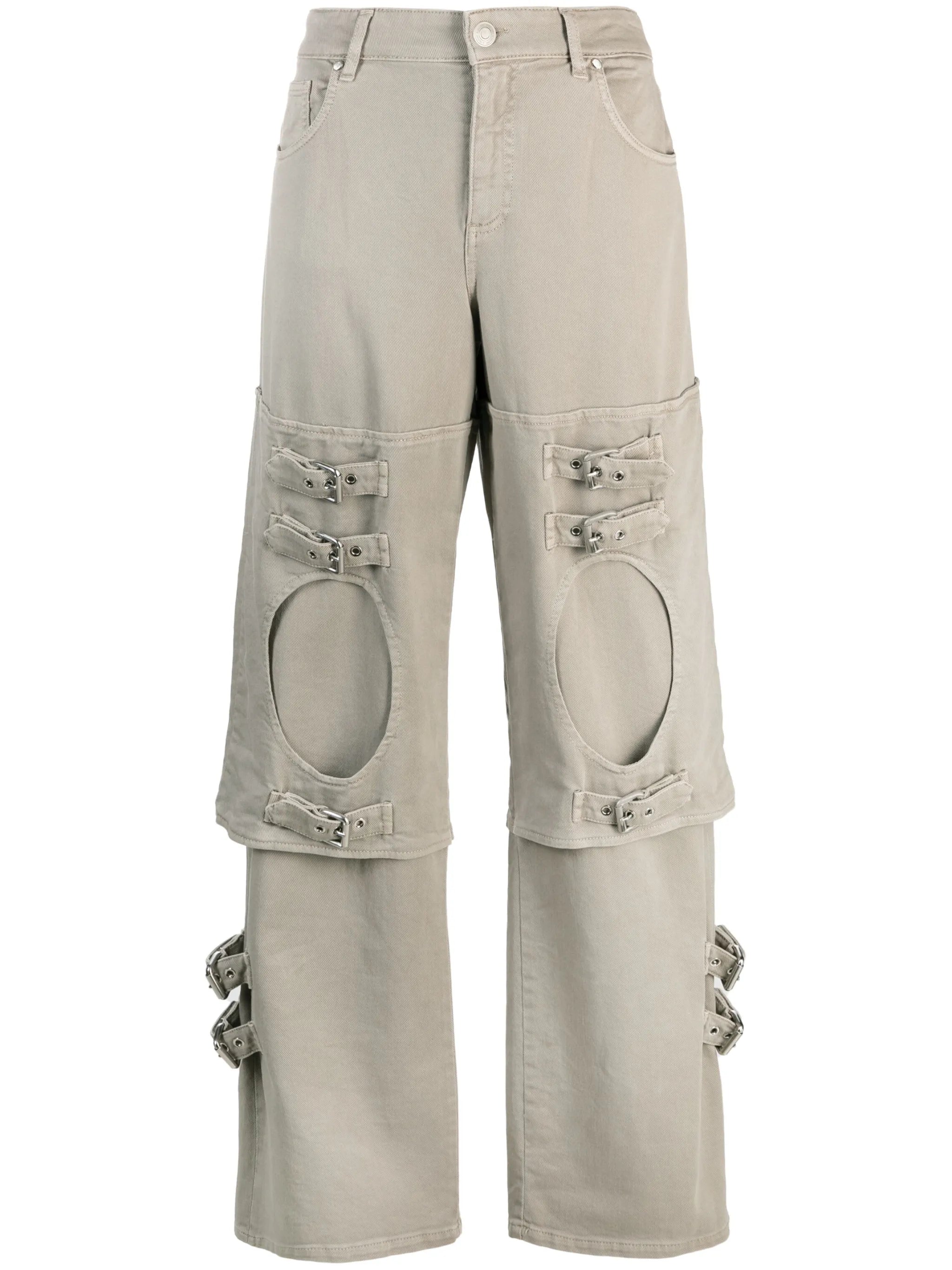 buckle-detail boyfriend jeans