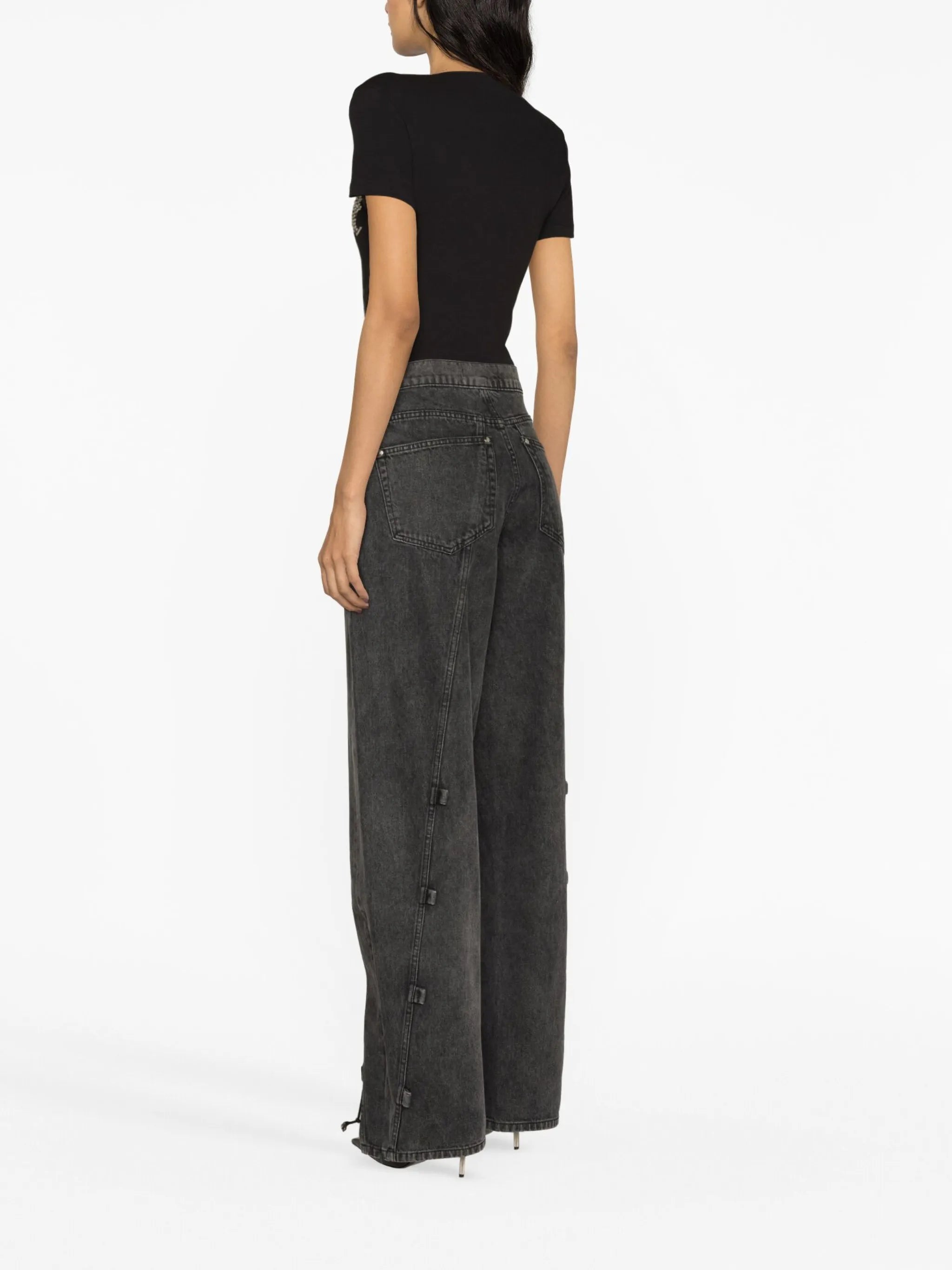 logo-embellished ribbed T-shirt