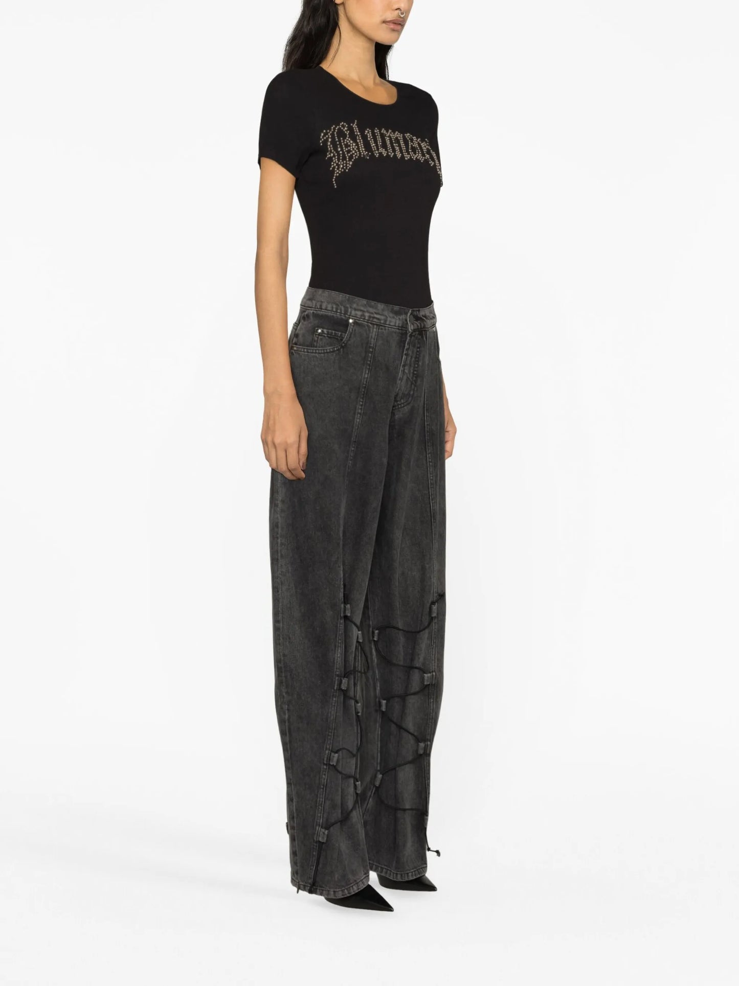 logo-embellished ribbed T-shirt