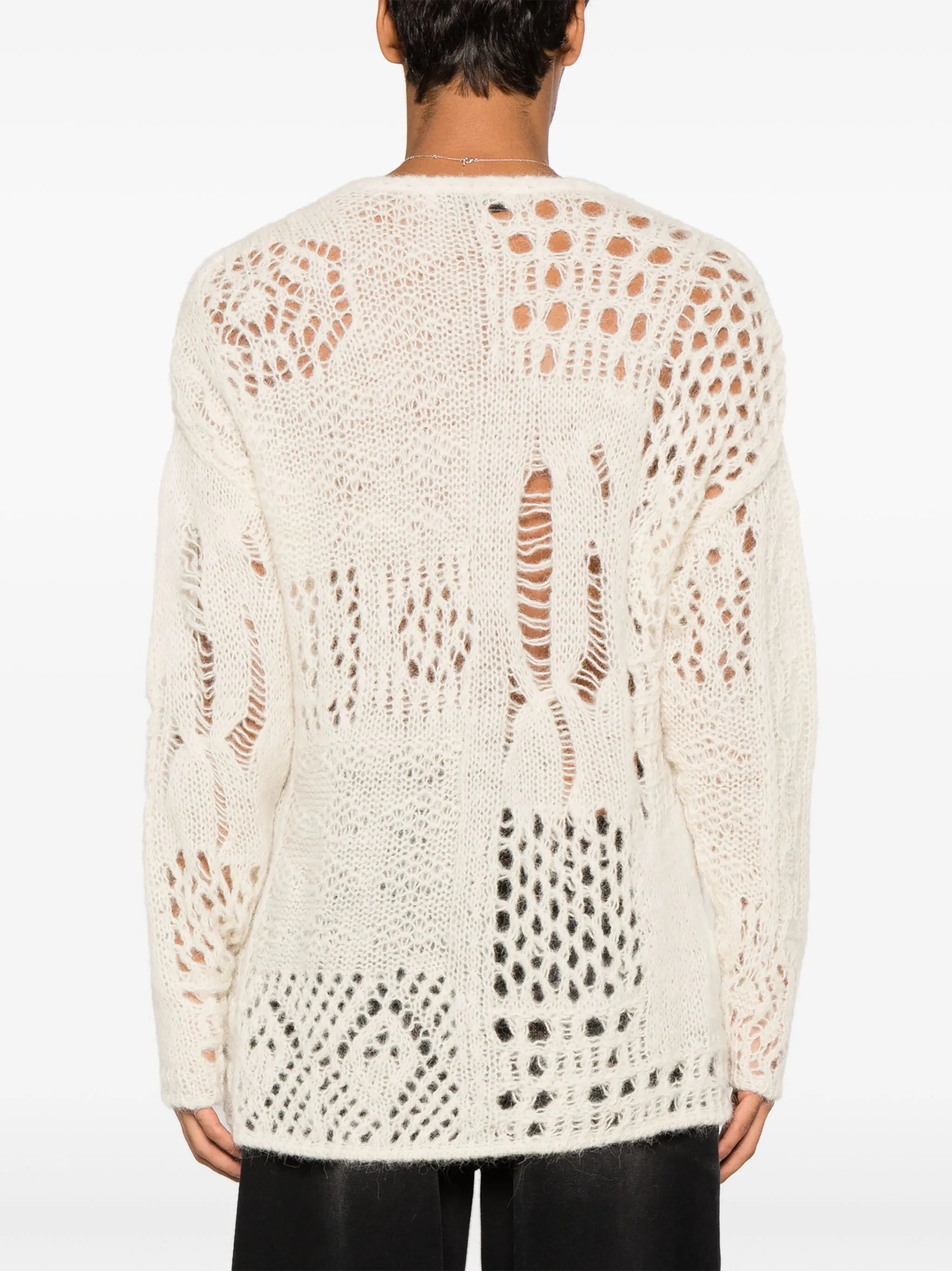 crochet-knit alpaca-wool jumper