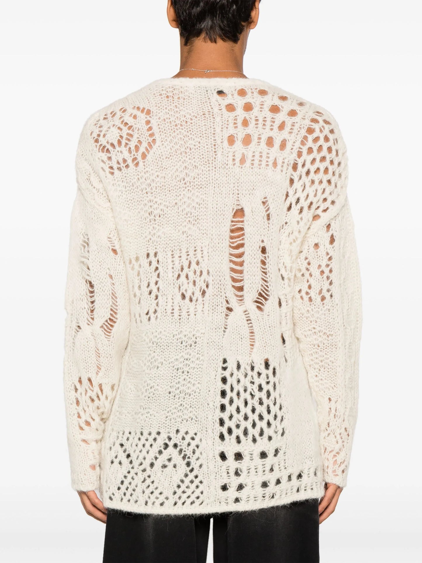 crochet-knit alpaca-wool jumper