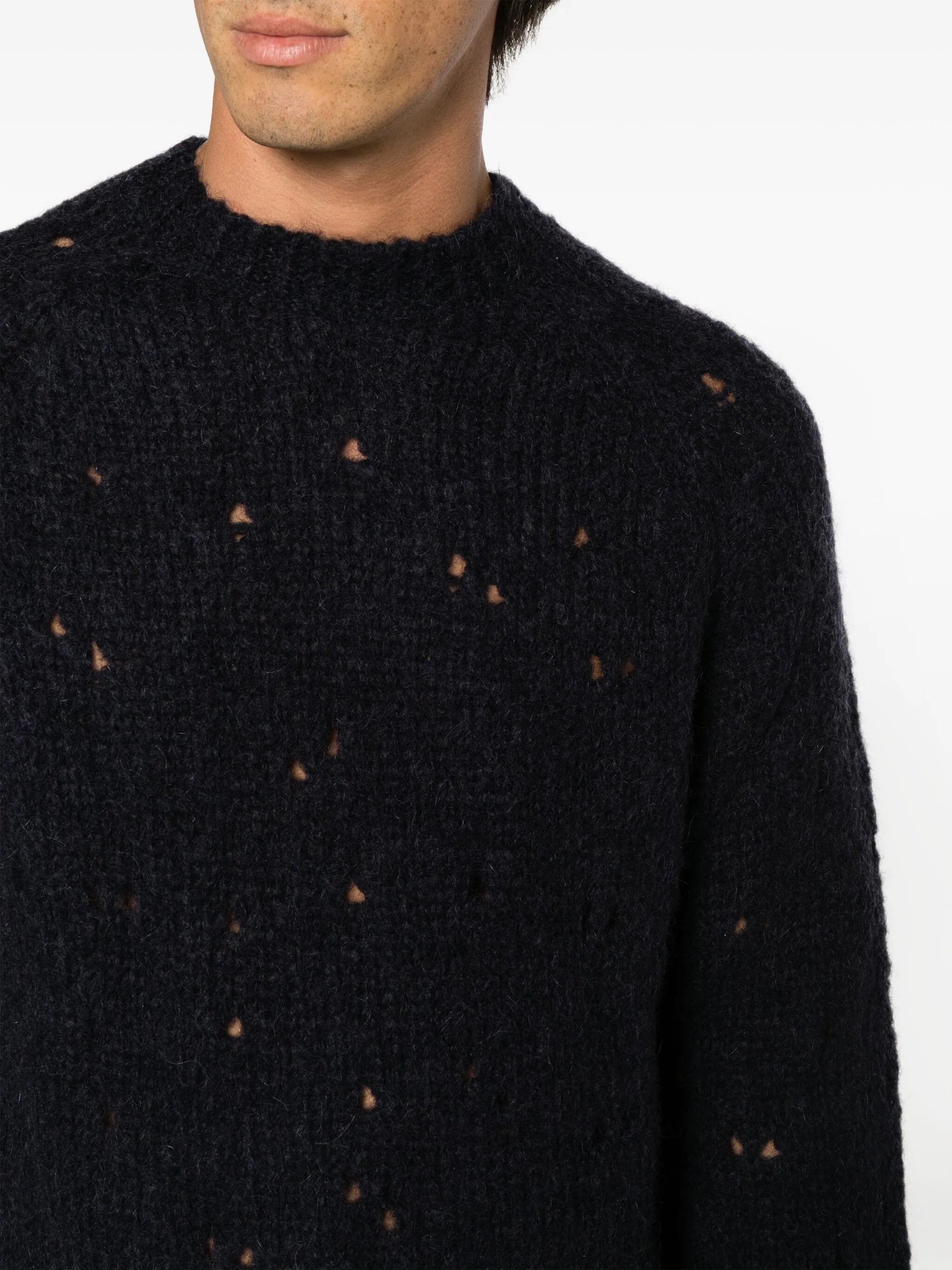 Needle Drop distressed-effect jumper