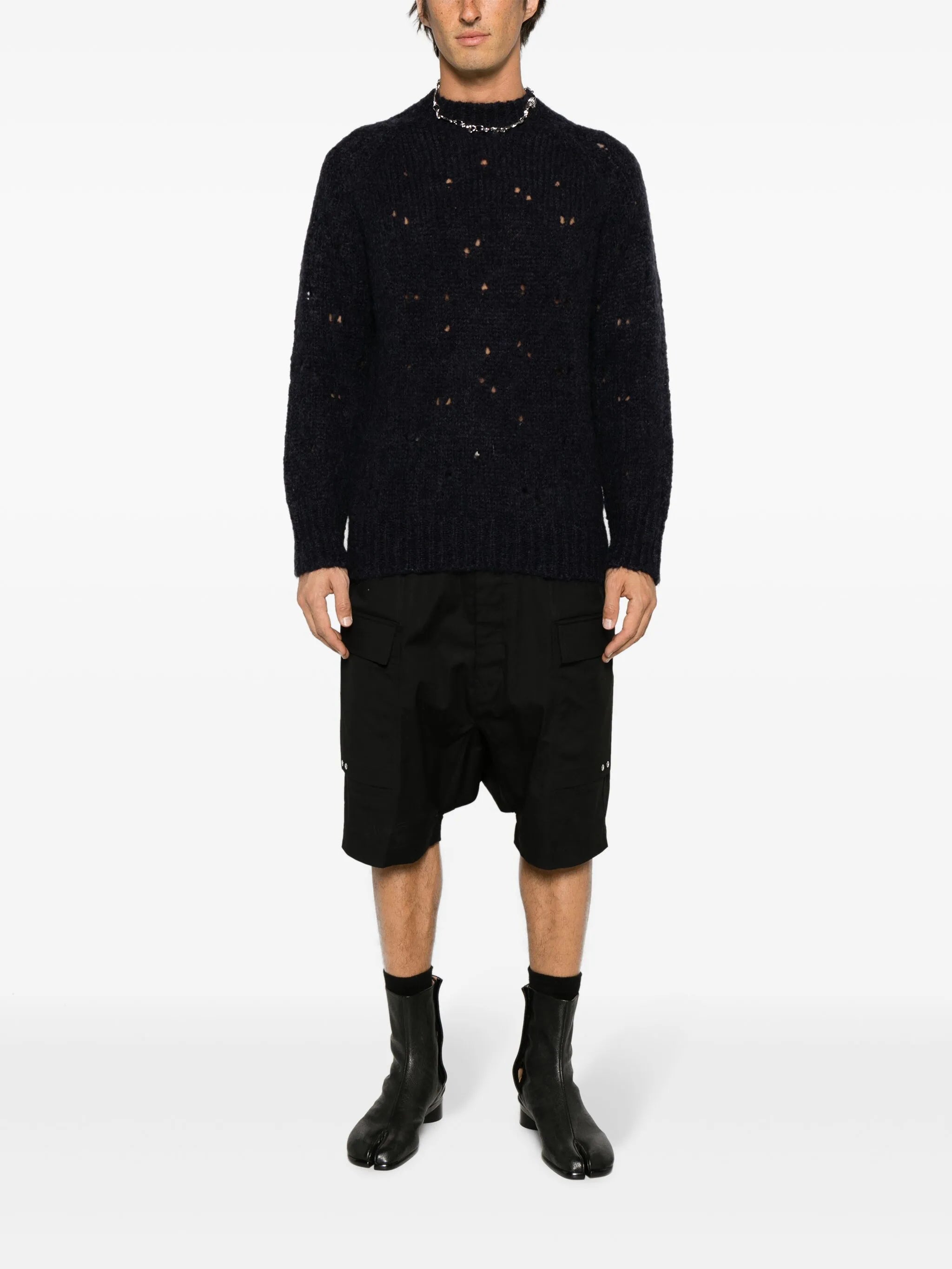 Needle Drop distressed-effect jumper