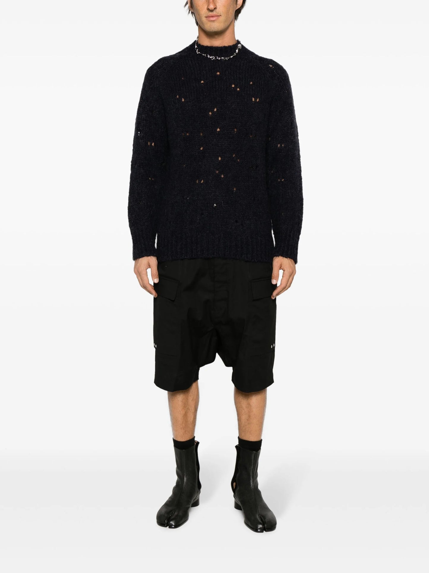 Needle Drop distressed-effect jumper