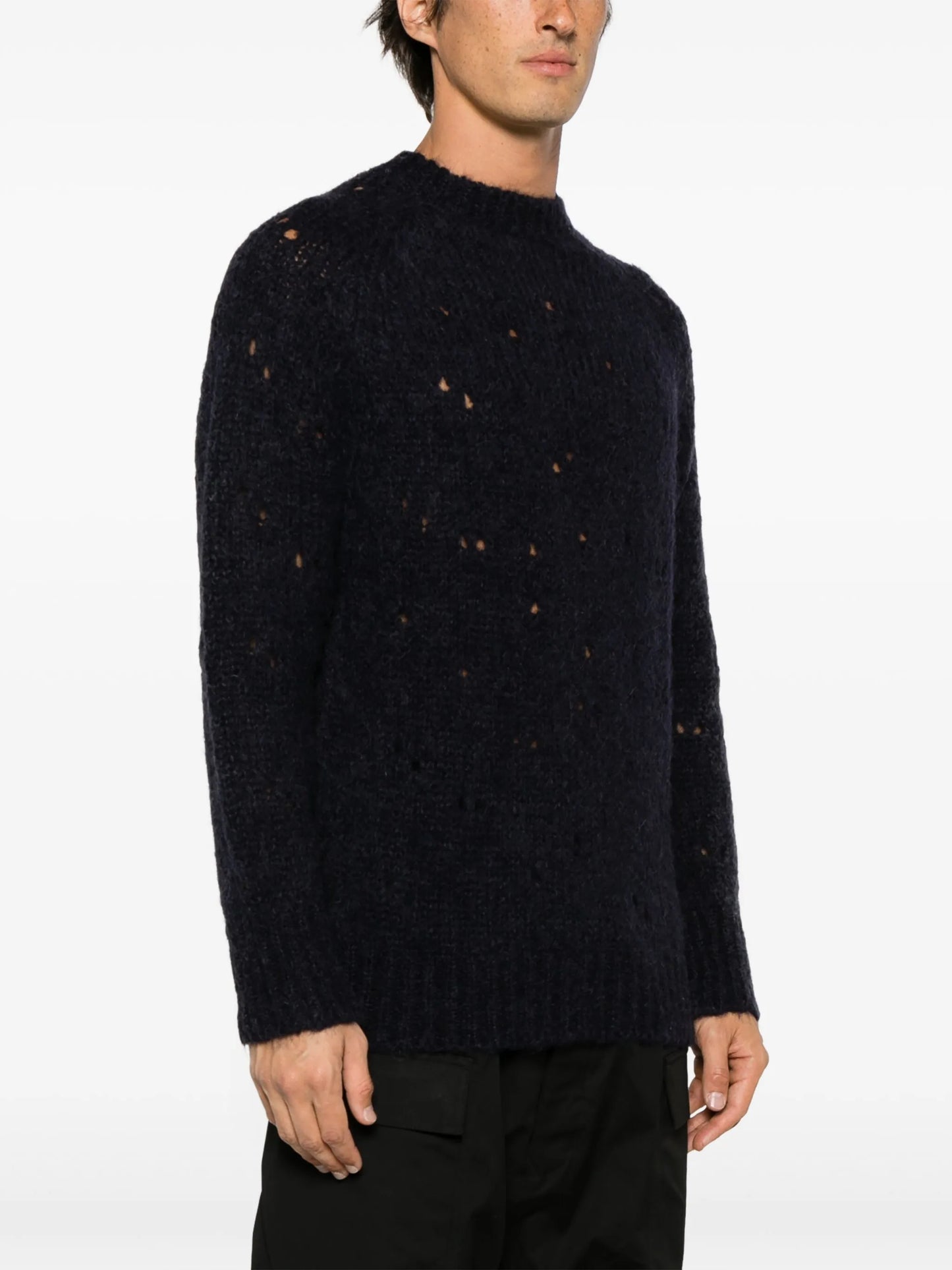 Needle Drop distressed-effect jumper