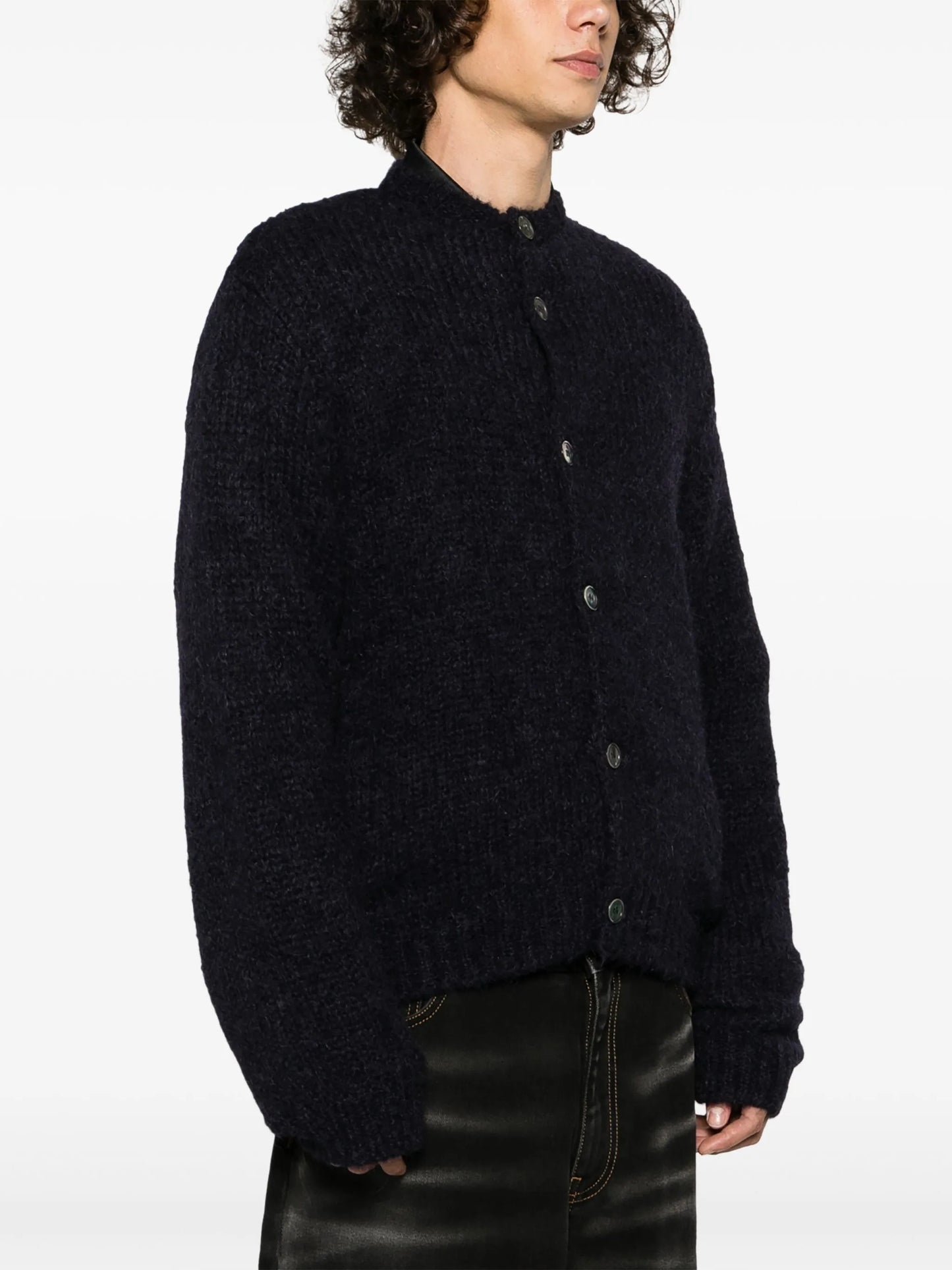 crew-neck button-up carrdigan